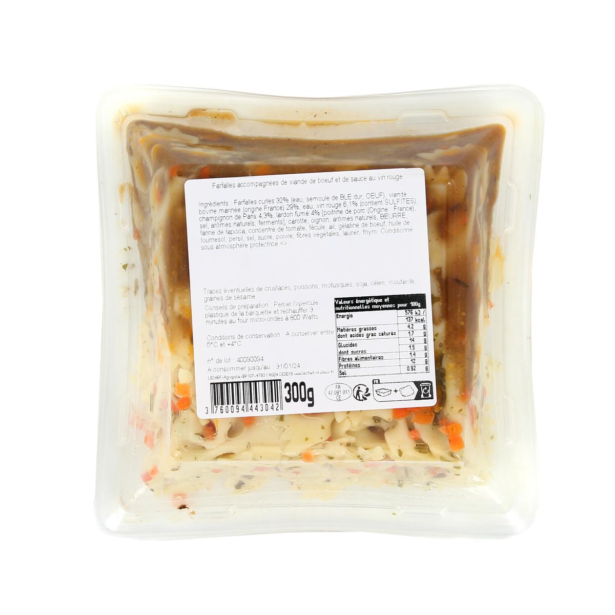 3760094443042 - Lechef - Boeuf Bourguignon et Farfalles