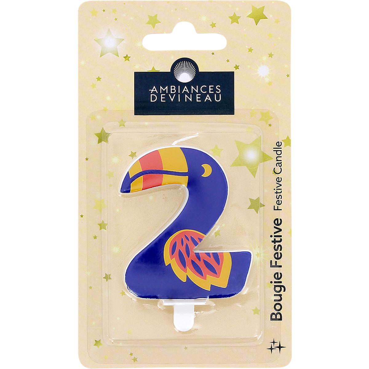 3482356828342 - Ambiances Devineau - Bougie chiffre 2 Toucan