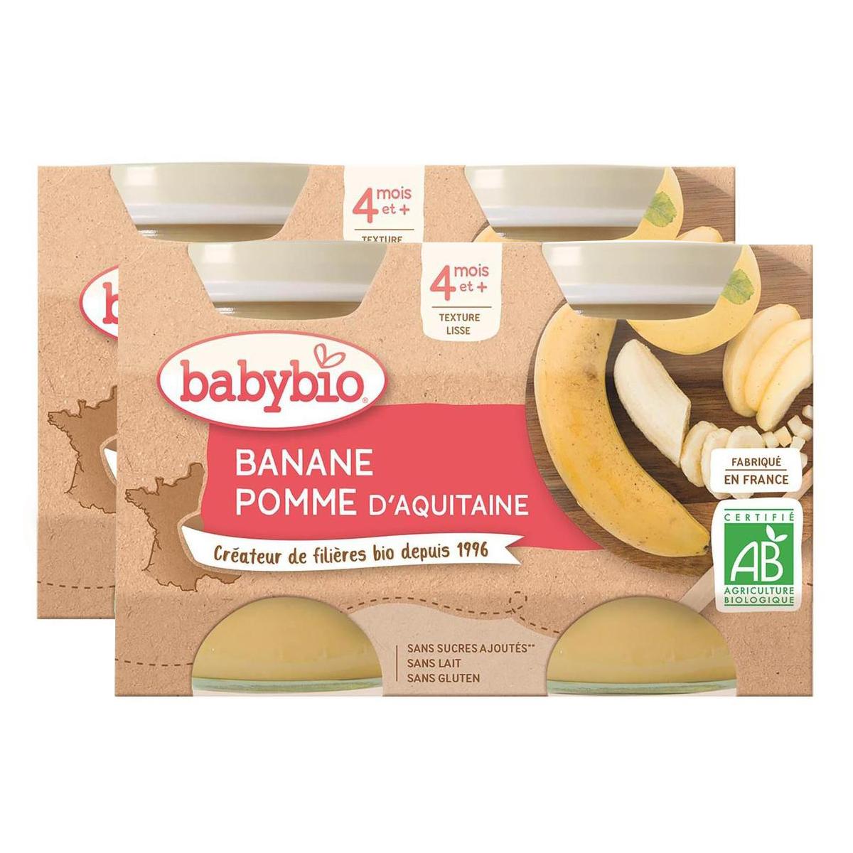 2050000312243 - Babybio - Banane, Pomme d'Aquitaine Bio Pot Bébé Dès 4 mois