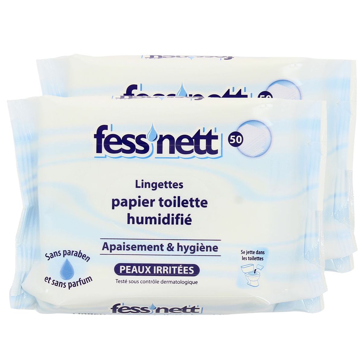 Fess'nett Papier Toilette Humide Aloe Vera, Le paquet de 50 lingettes