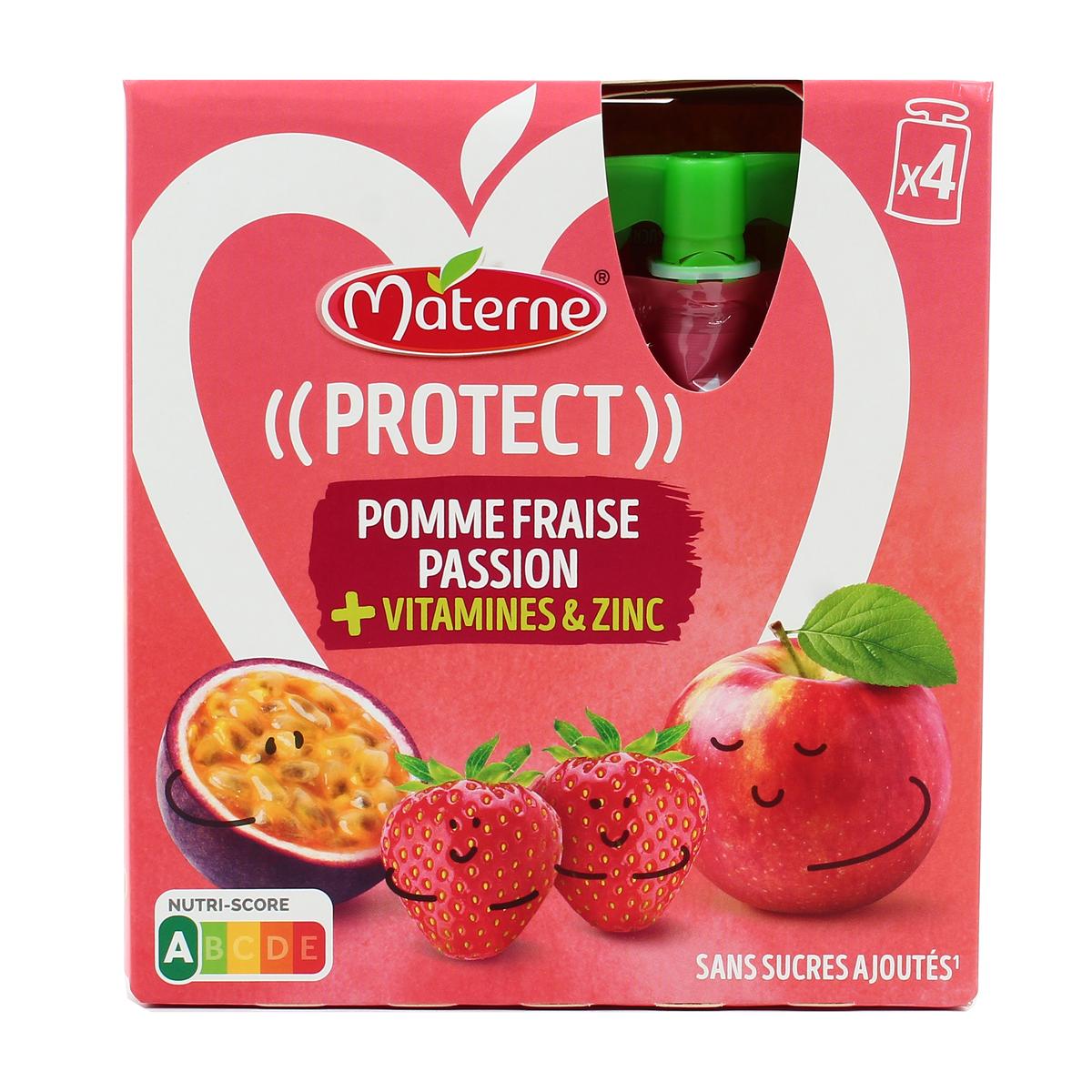Achat Materne Compotes Protect pomme fraise passion vitamines et zinc