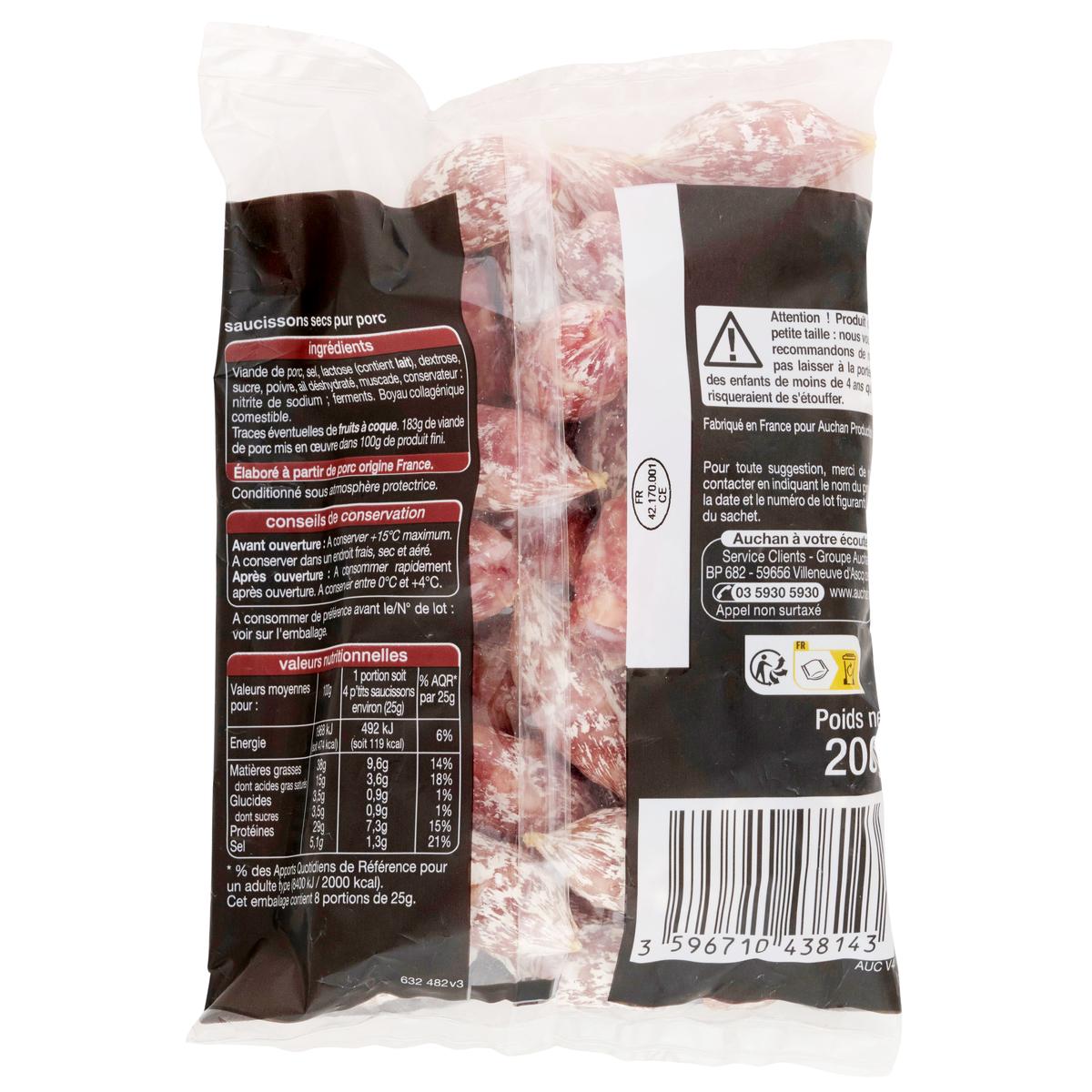 3596710438143 - Auchan - Mini Saucissons Secs
