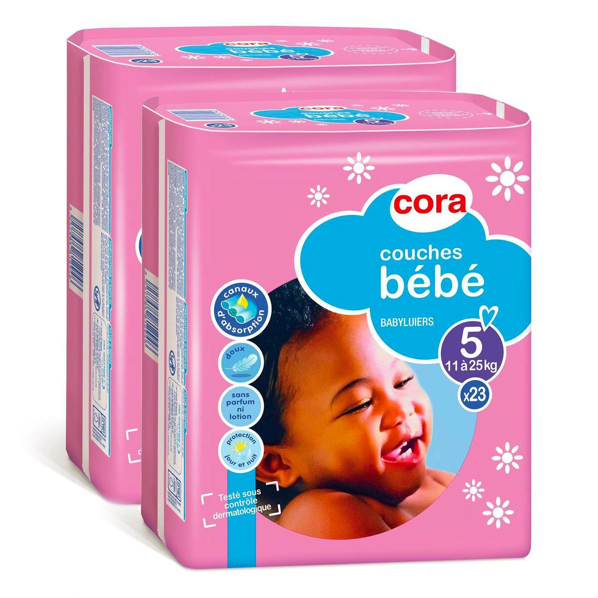 Promotion Cora Couches Baby T5 11/25 kg, Lot de 2 paquets de 23 couches