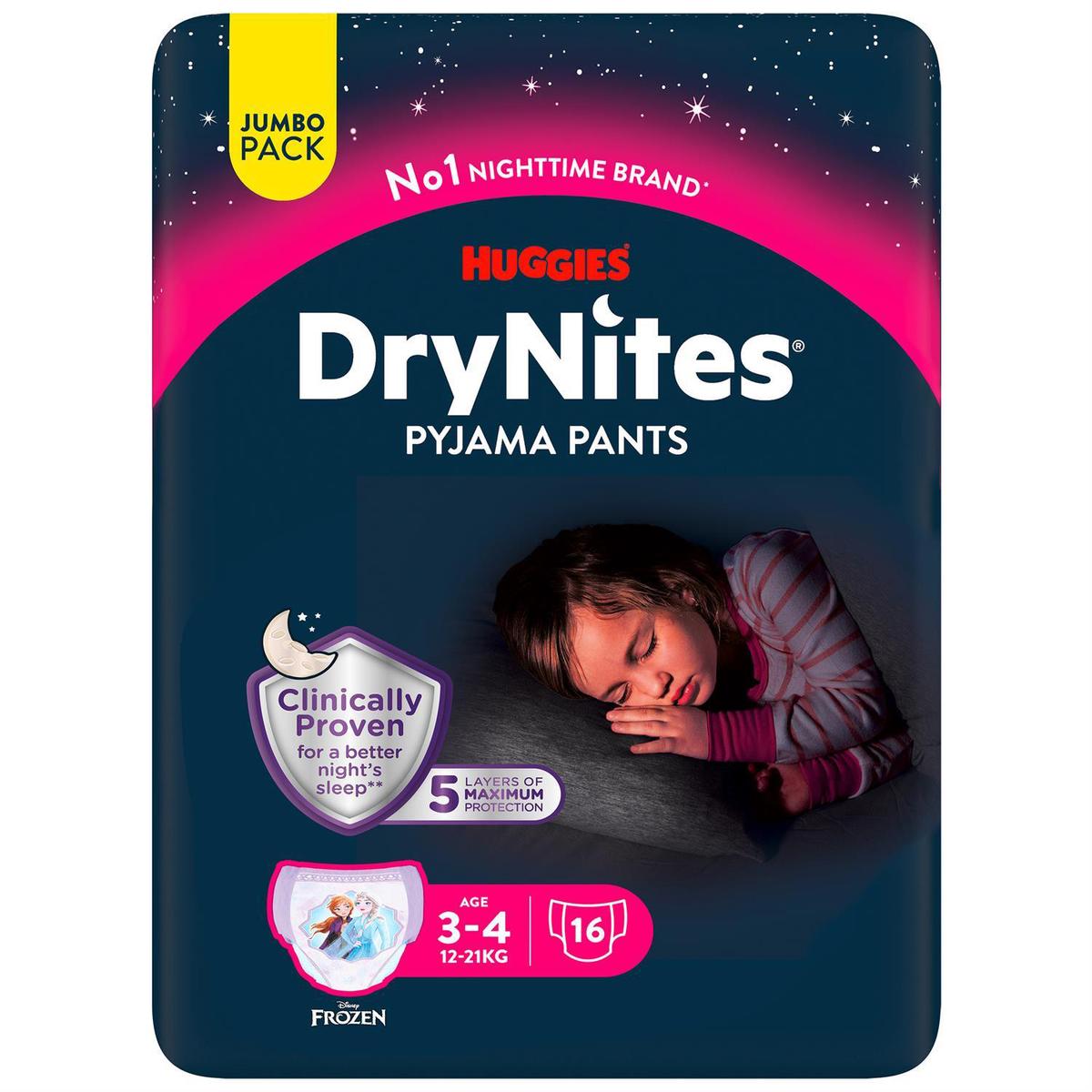 5029053560144 - Huggies Dry Nites - Pyjama Pants Dry Nites fille 3/5 ans - 16/23kg