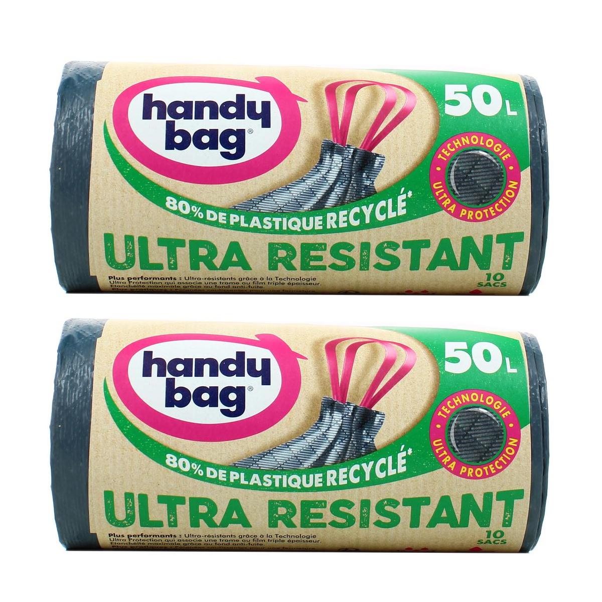 2050000390944 - Handy Bag - Sacs poubelle 50L avec poignées coulissantes - Ultra Résistant