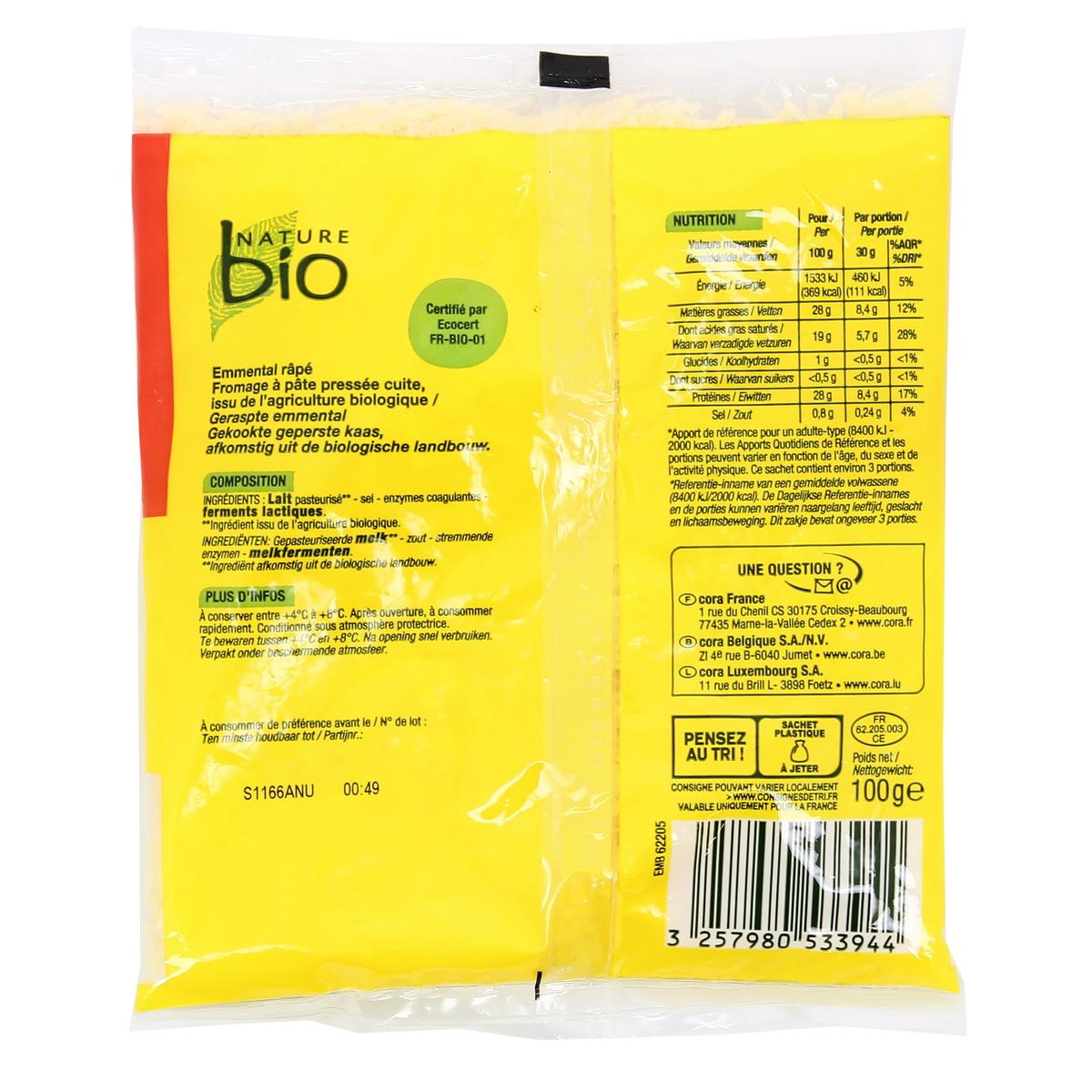 3257980533944 - Nature Bio - Emmental râpé Bio