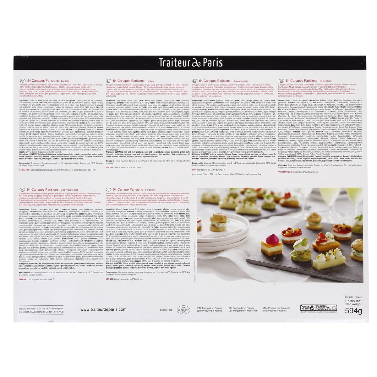 3700478515644 - Traiteur de Paris - 54 canapés Parisiens- 6 recettes tendance et panachées