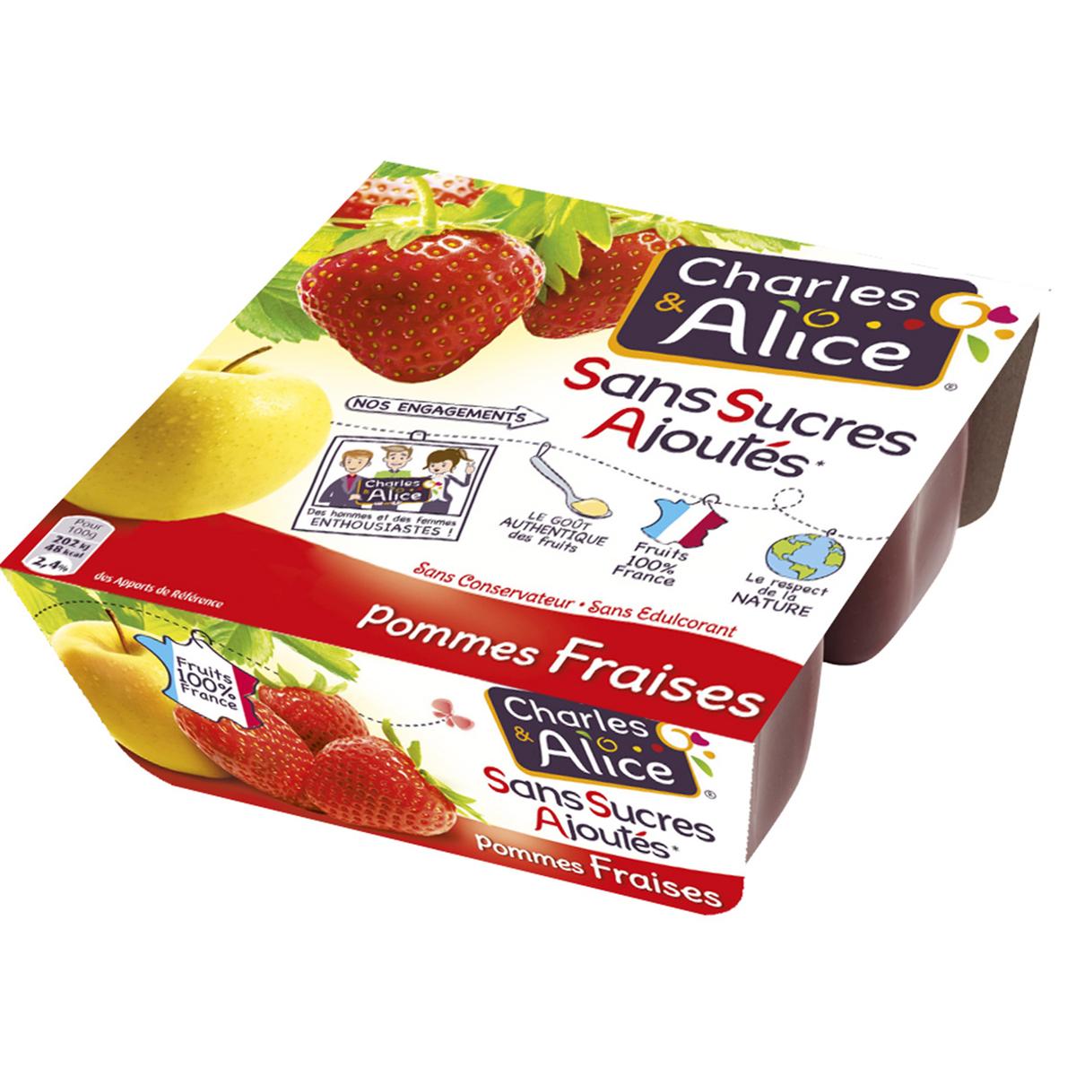 Achat Vente Charles Et Alice Pomme Fraise Sans Sucre Ajoute 4x100g