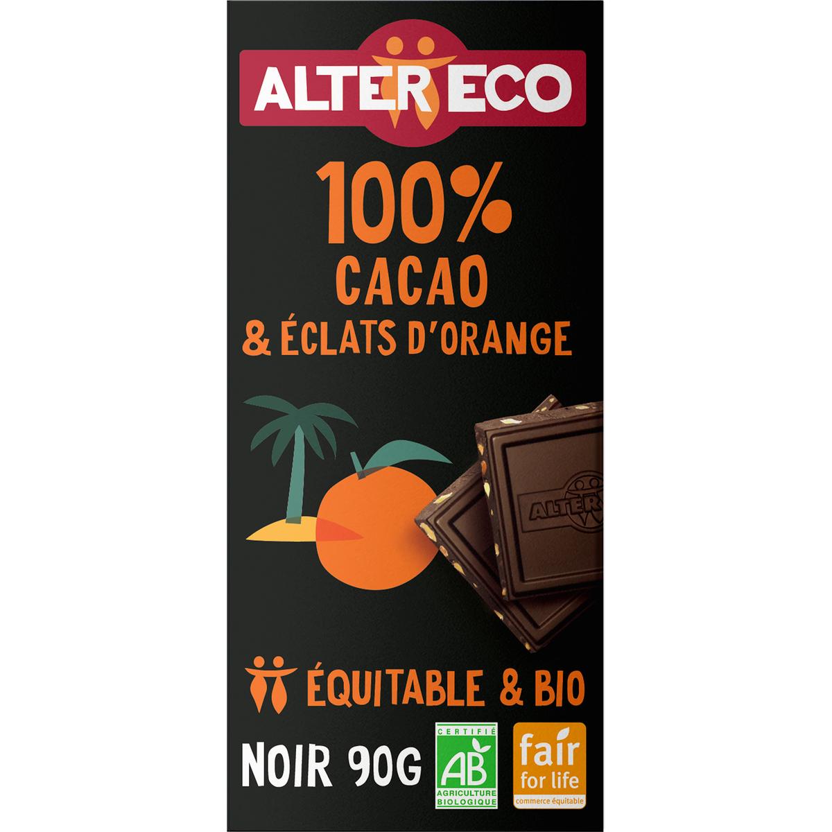 3700214619544 - Alter Eco - Commerce Equitable - Chocolat Noir 100% Cacao Eclat d'Orange Bio de République Dominicaine