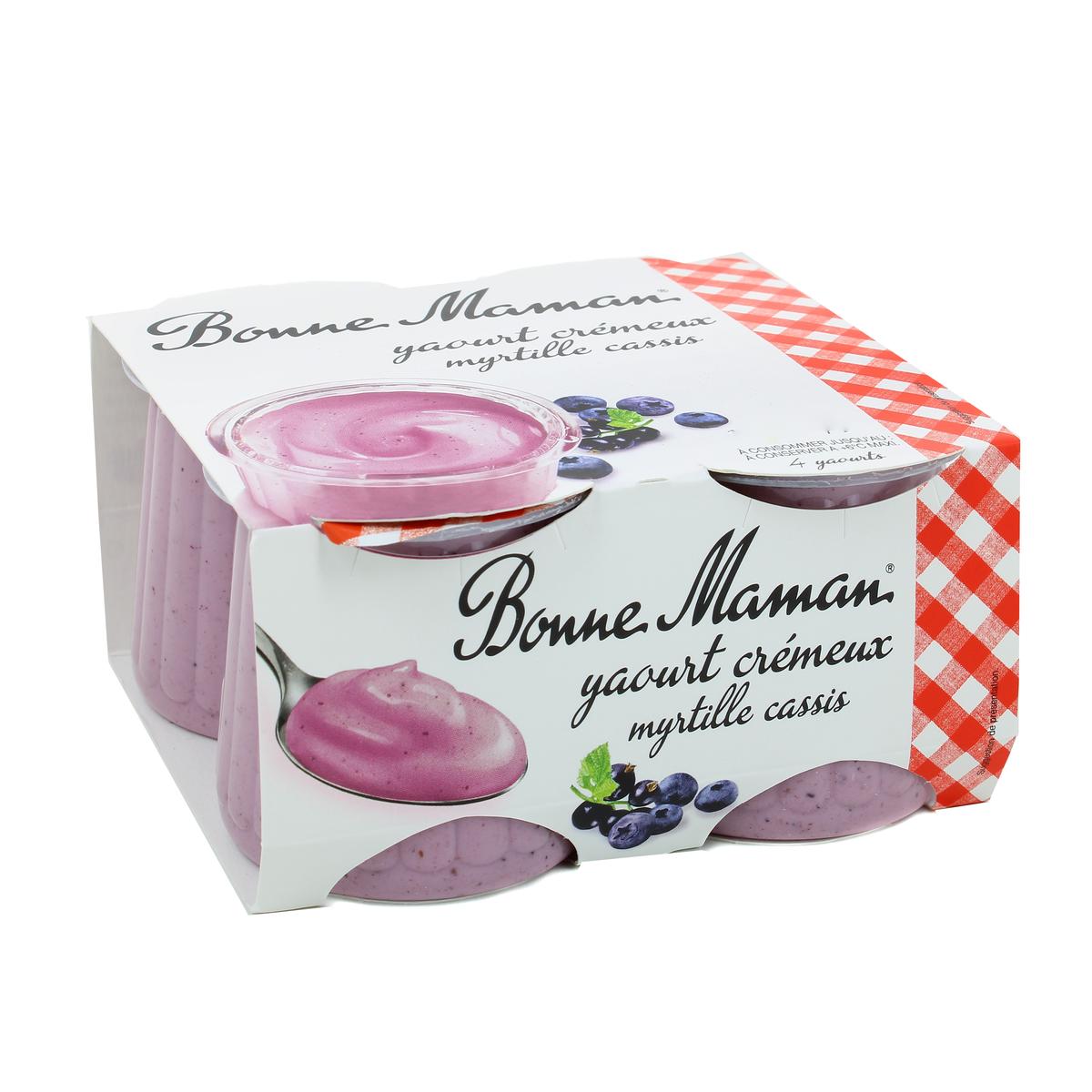 livraison a domicile bonne maman yaourt cremeux myrtille cassis 4x125g