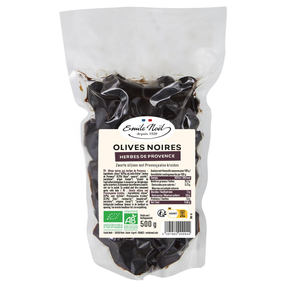 3291960009944 - Emile Noël - Olives noires au herbes de Provence, bio