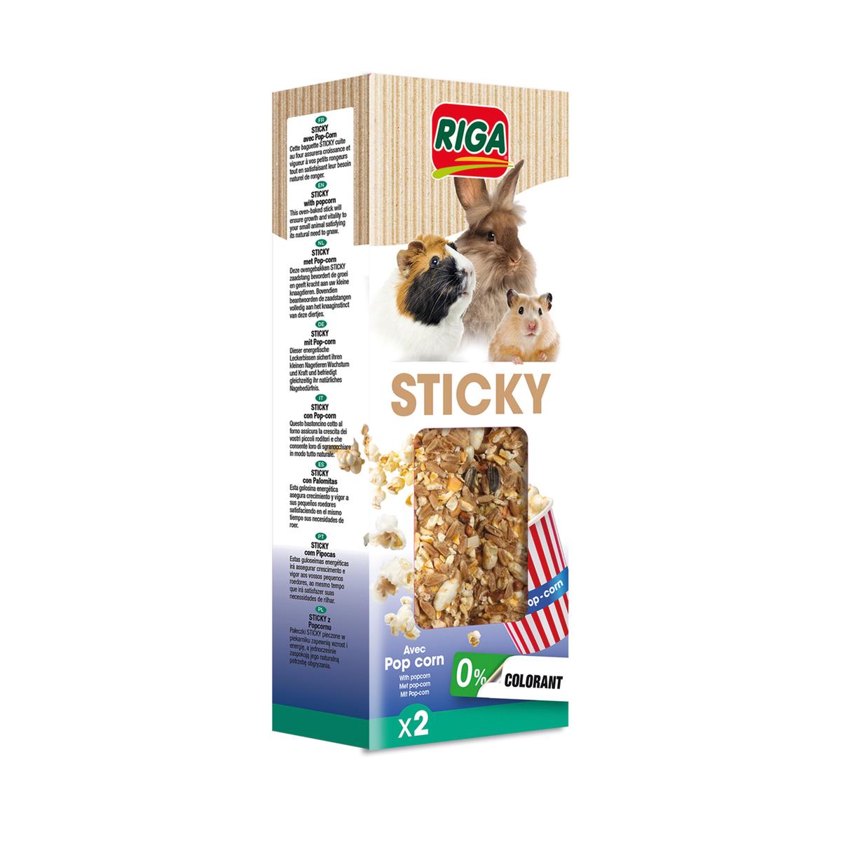3166780740745 - Riga Sticky - Baguettes au Pop Corn pour rongeurs 2x47,5g