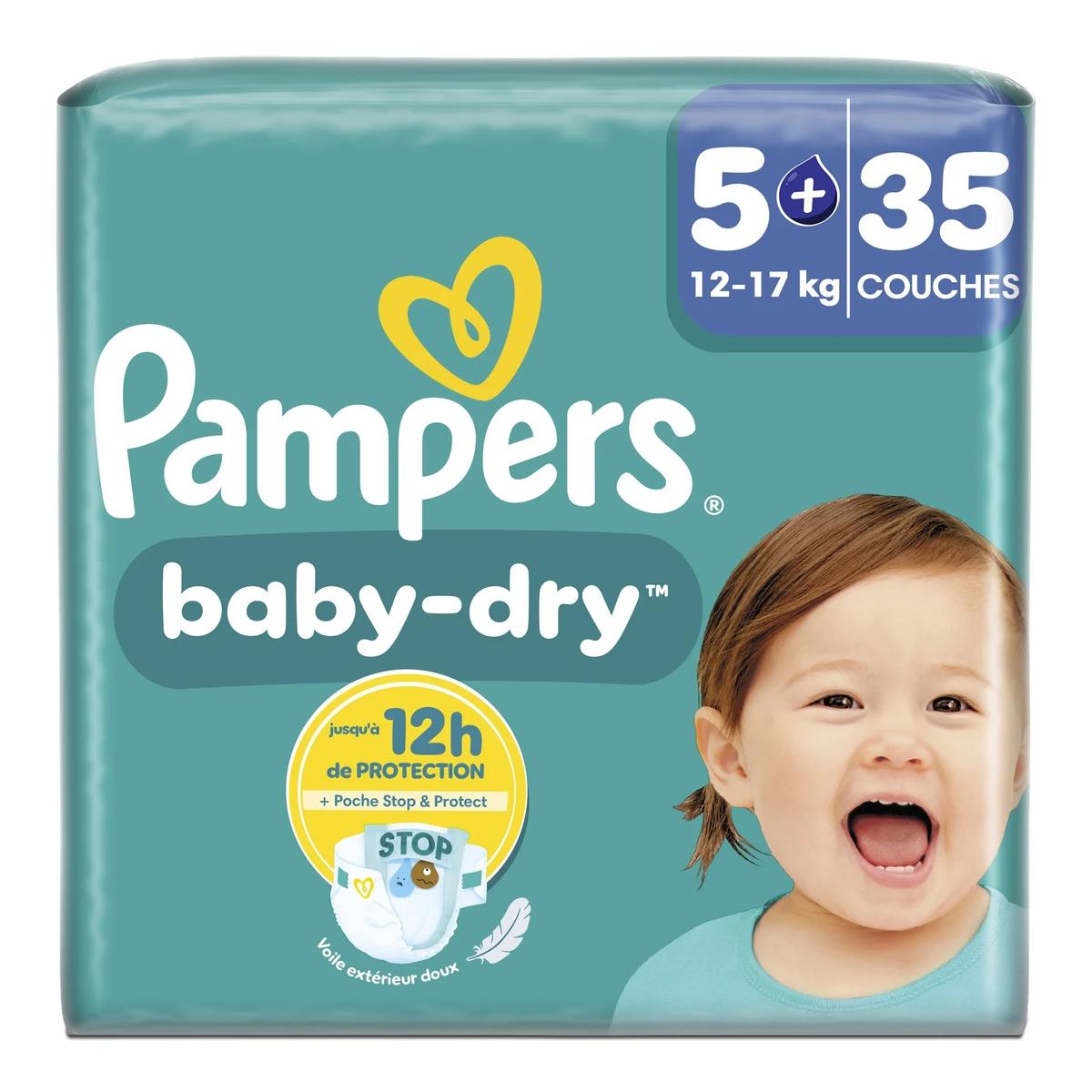 8700216904445 - Pampers Babydry Geant - Couches Bébés Baby-Dry 12-17kg T5+