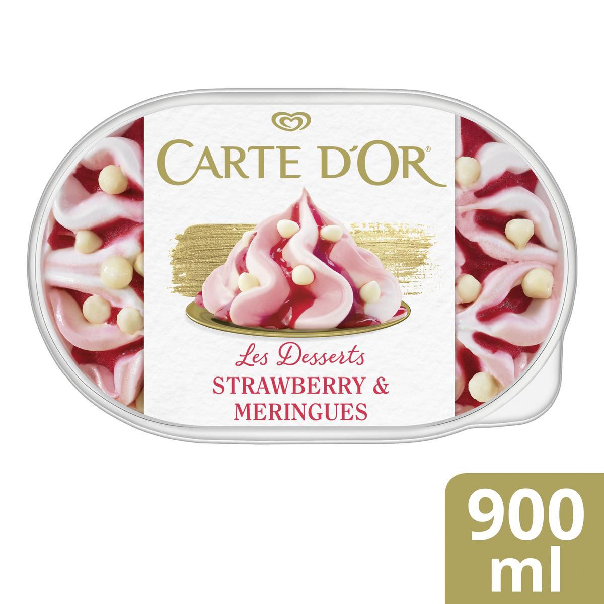 Carte D Or Creme Glacee Fraise Et Morceaux De Meringue Facon Glacier 900ml