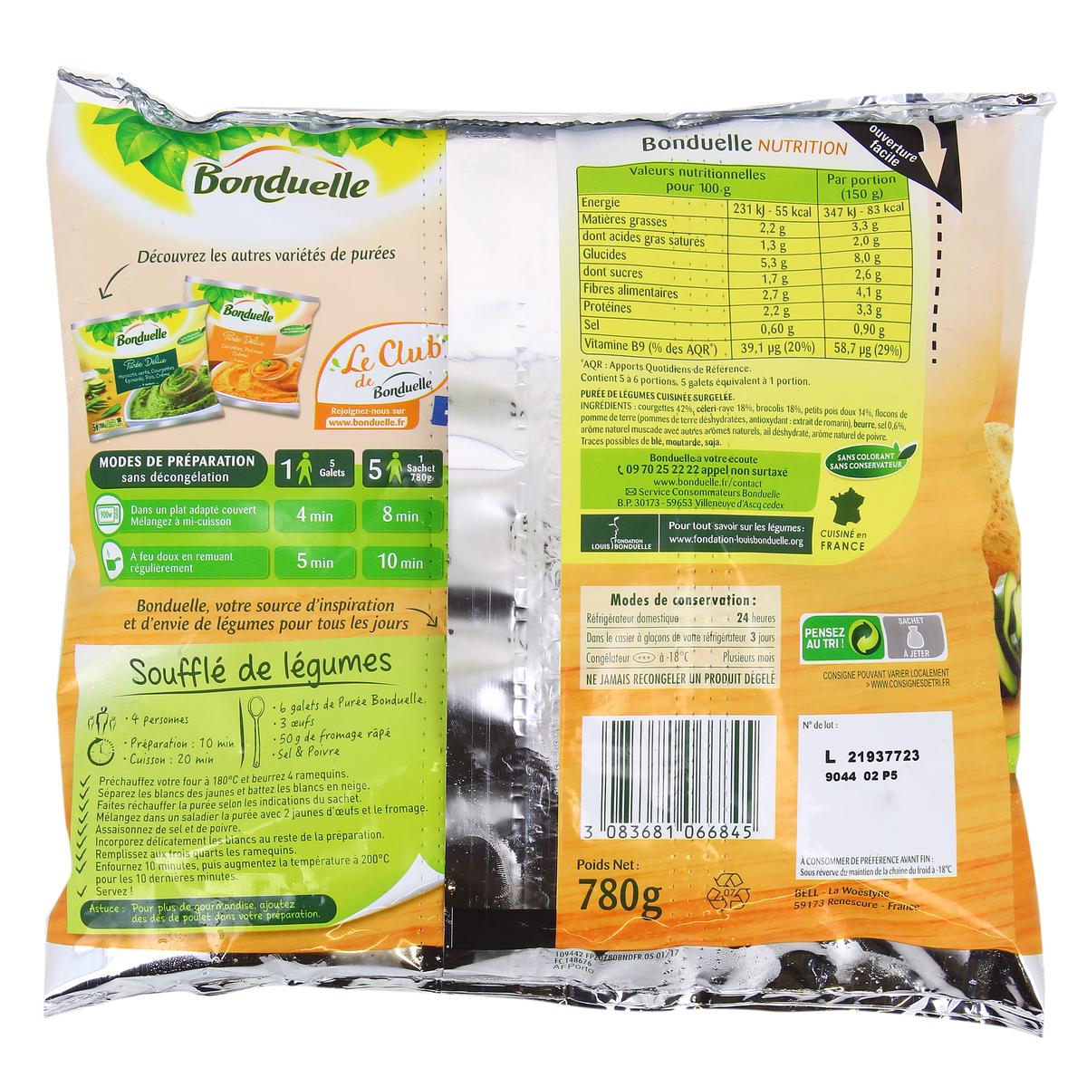3083681066845 - Bonduelle - Purée délice vert- Courgettes, céleri, brocolis et pois