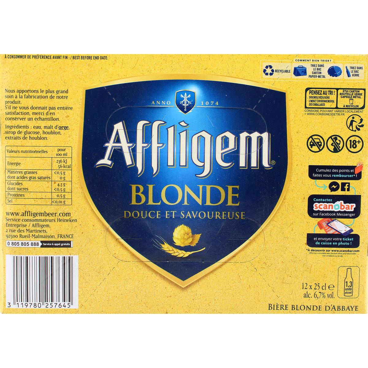 Bière blonde d'Abbaye sans alcool AFFLIGEM