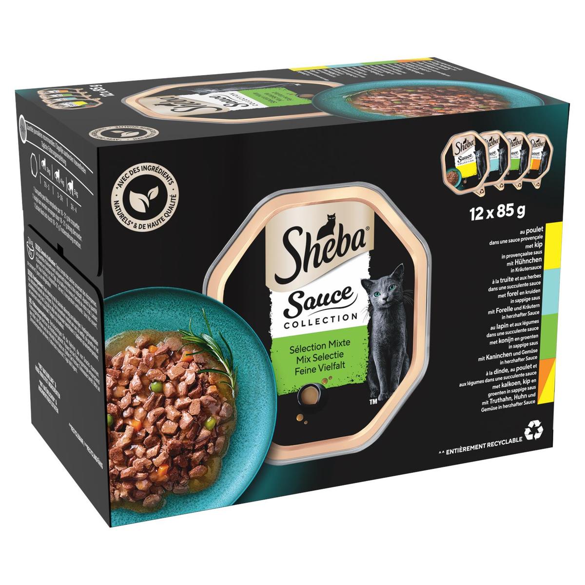 3065890158245 - Sheba - Barquettes en Sauce Collection Mixte 4 variétés pour chat