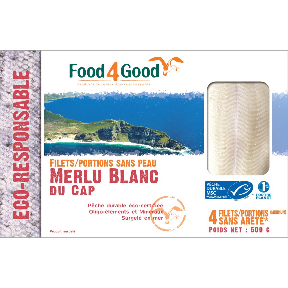 3426434000046 - Food4Good - Portions de Merlu Blanc du Cap MSC sans peau