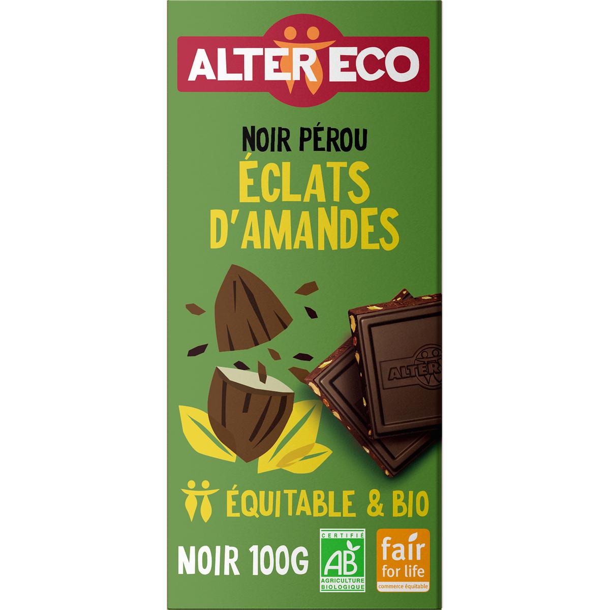 3700214610046 - Alter Eco - Commerce Equitable - Chocolat noir éclats d'amandes 60% Cacao bio du Pérou