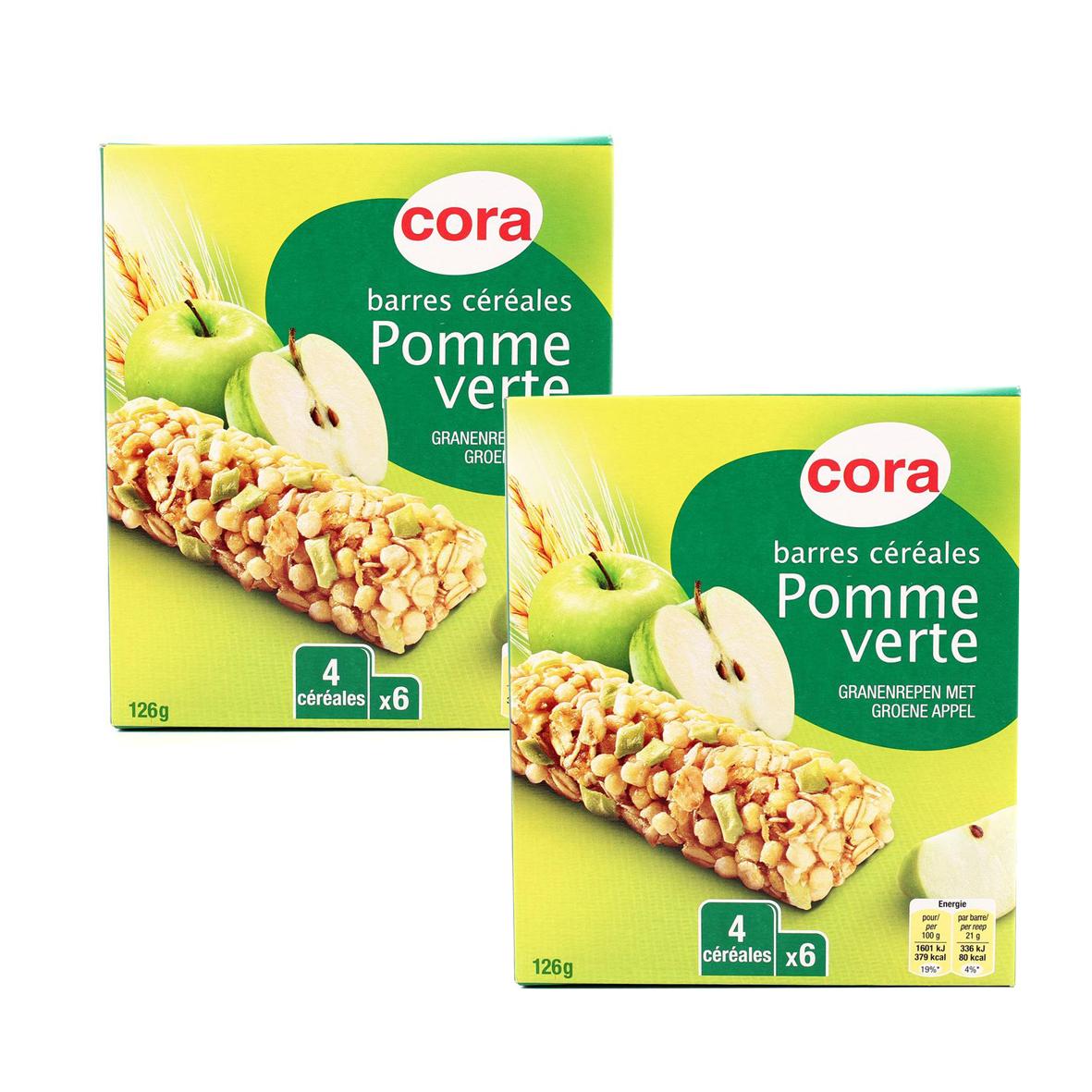 Achat Promotion Cora Barres de céréales pomme verte, Lot de 2x6 barres