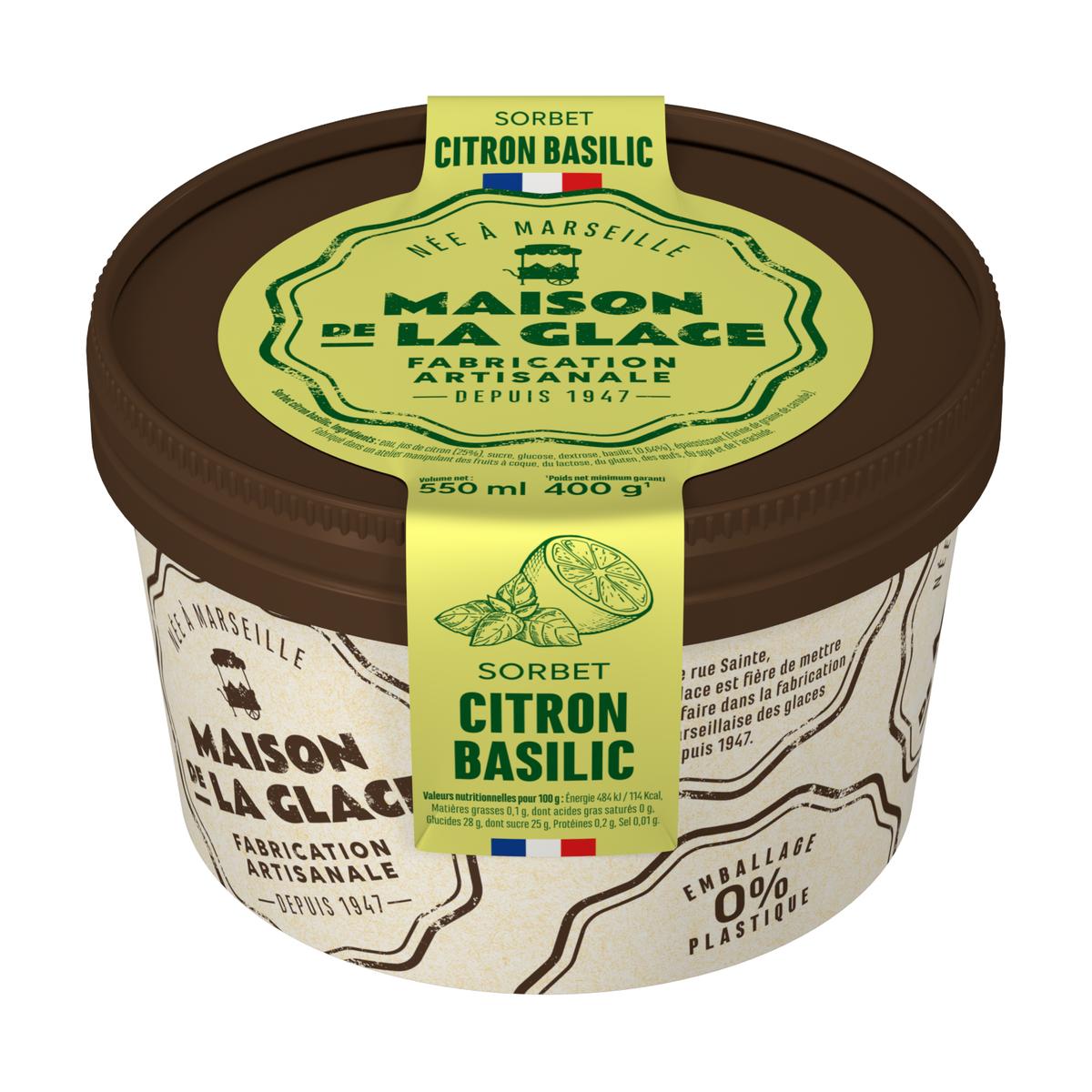 3760124194746 - Maison de la Glace - Glace artisanale Sorbet Citron Basilic
