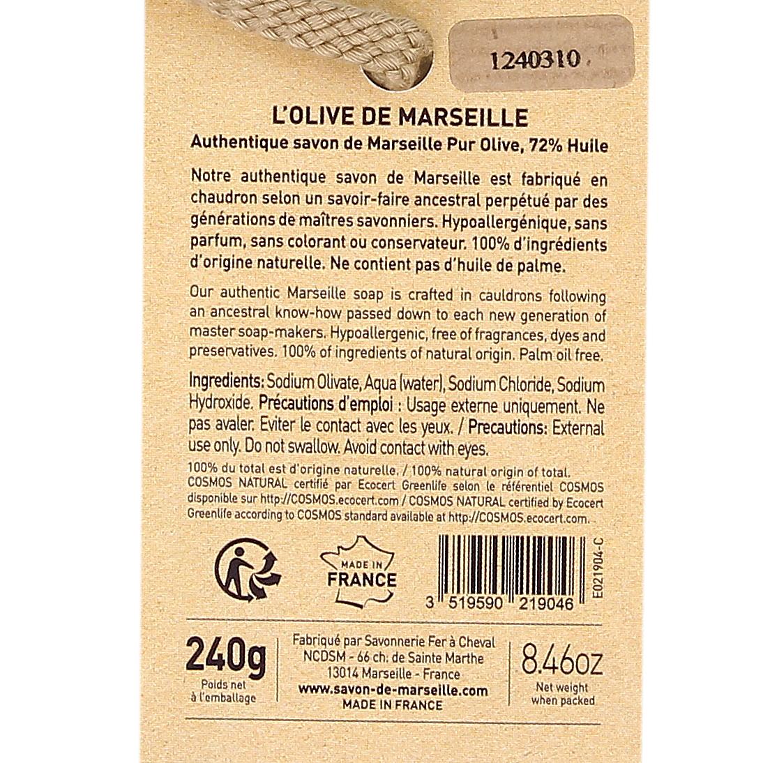 3519590219046 - Fer à Cheval - Savon de Marseille L'Olive Pur Olive 240g