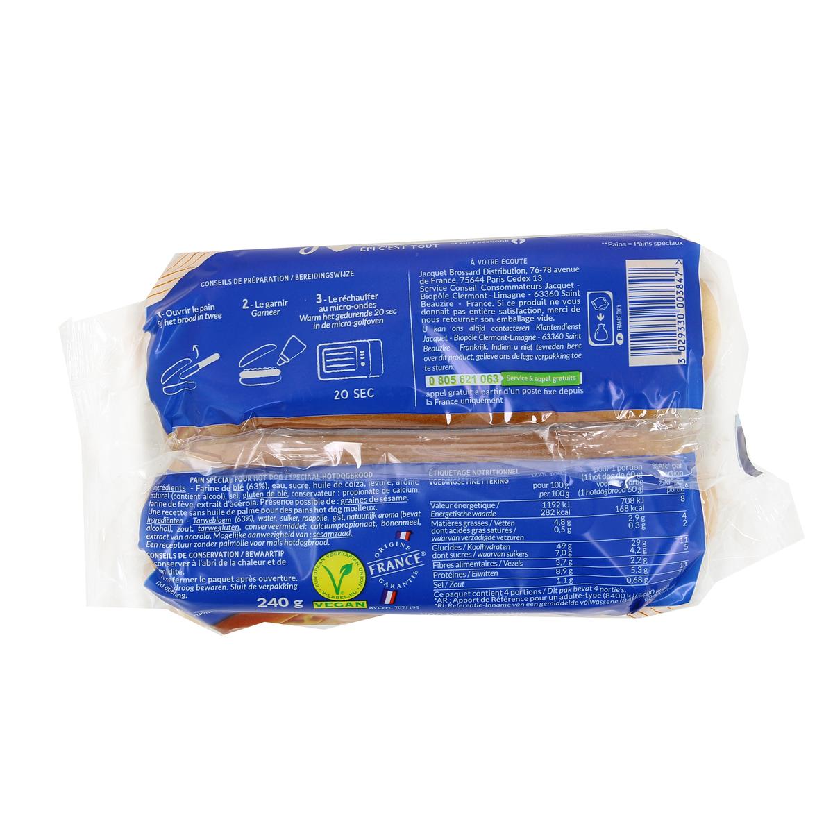 3029330003847 - Jacquet - Pains pour Hot-Dog