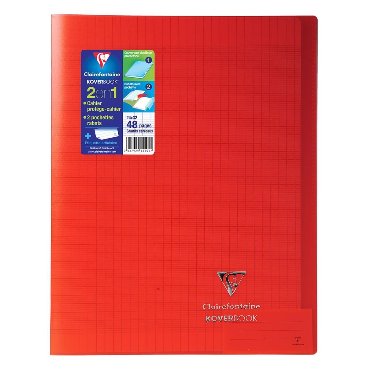 Cahier Koverbook Grands-carreaux avec protège-cahier intégré - 17