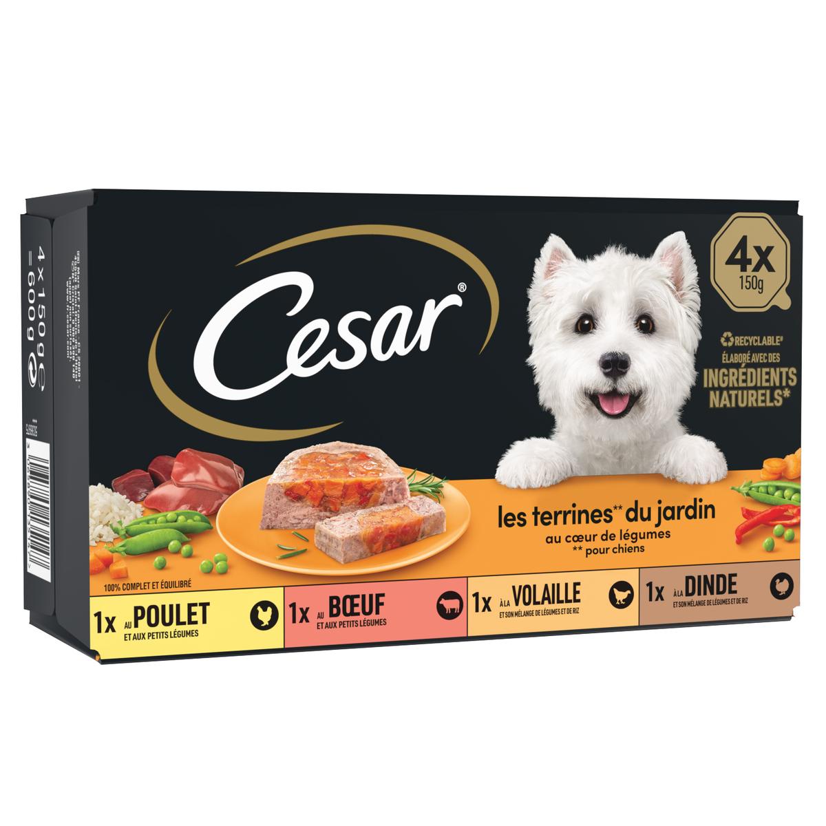 3065890135147 - César - Barquettes Terrines du Jardin Coeur de Légumes 4 variétés pour Chien Adulte