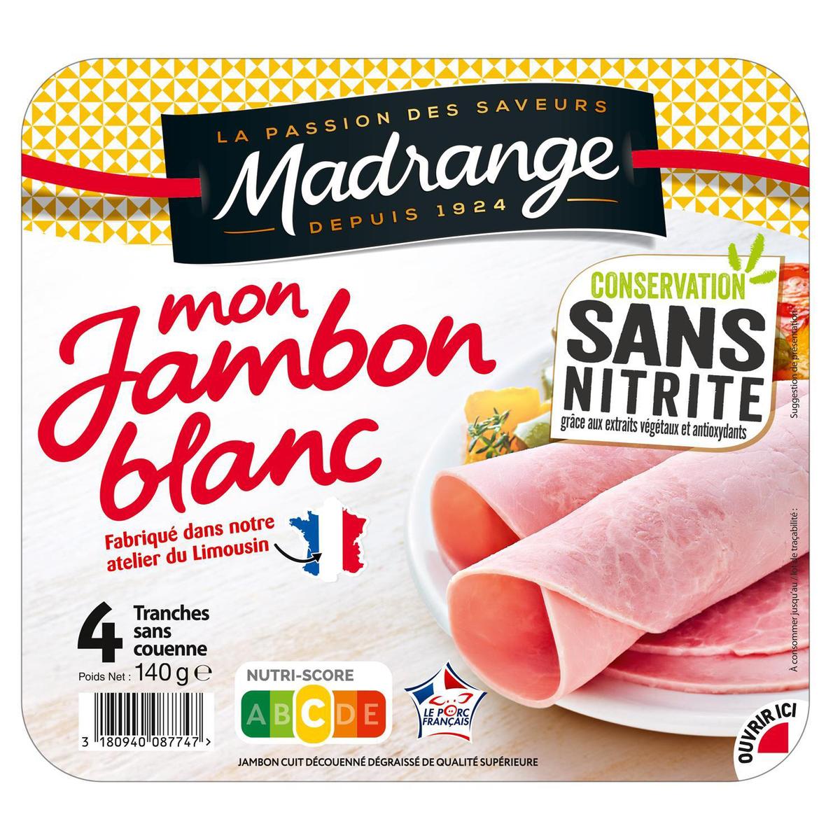 3180940087747 - Madrange - Jambon Blanc Sans Nitrites, 140g