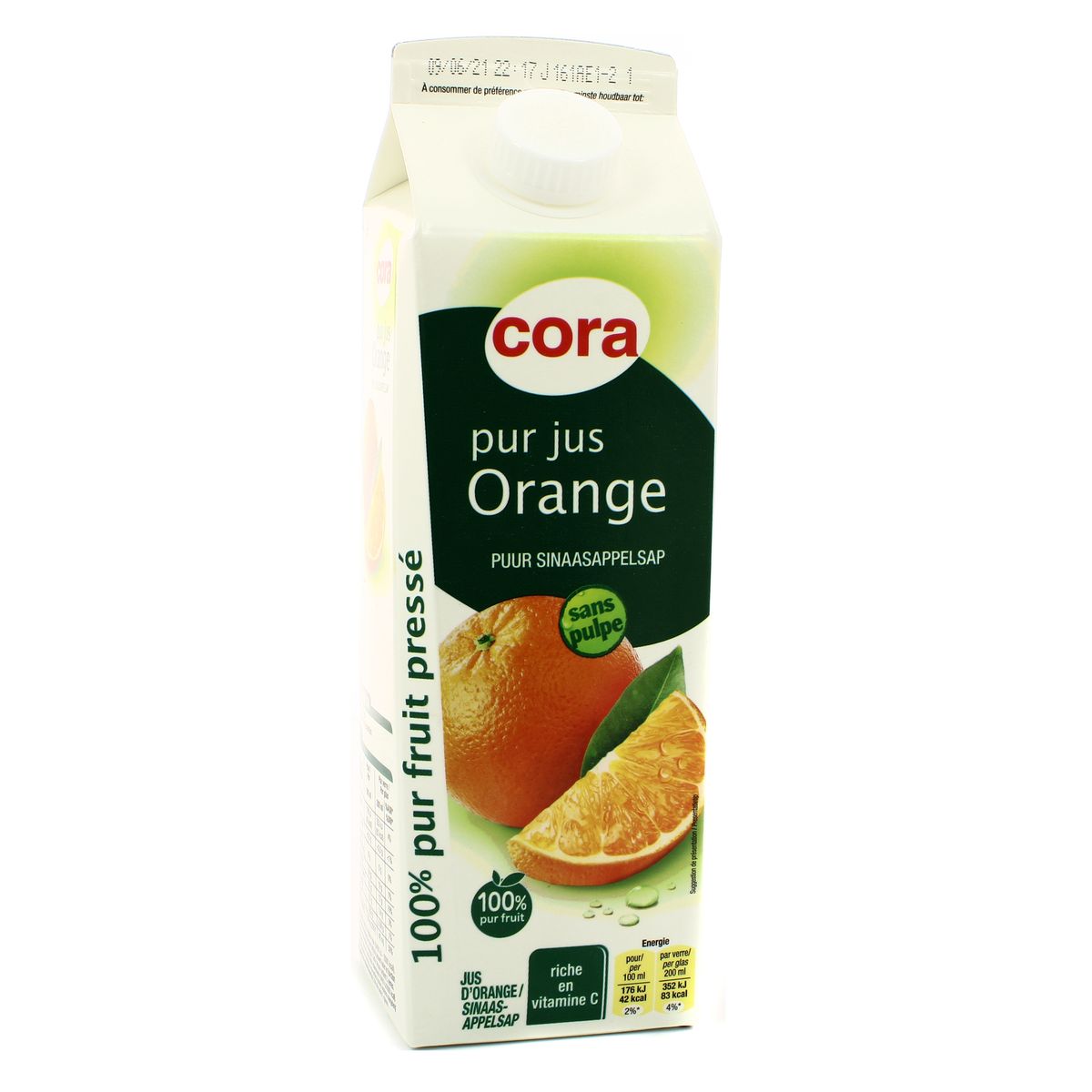 Promotion Cora Pur jus d'orange, Lot de 6 bouteilles en verre de 1L