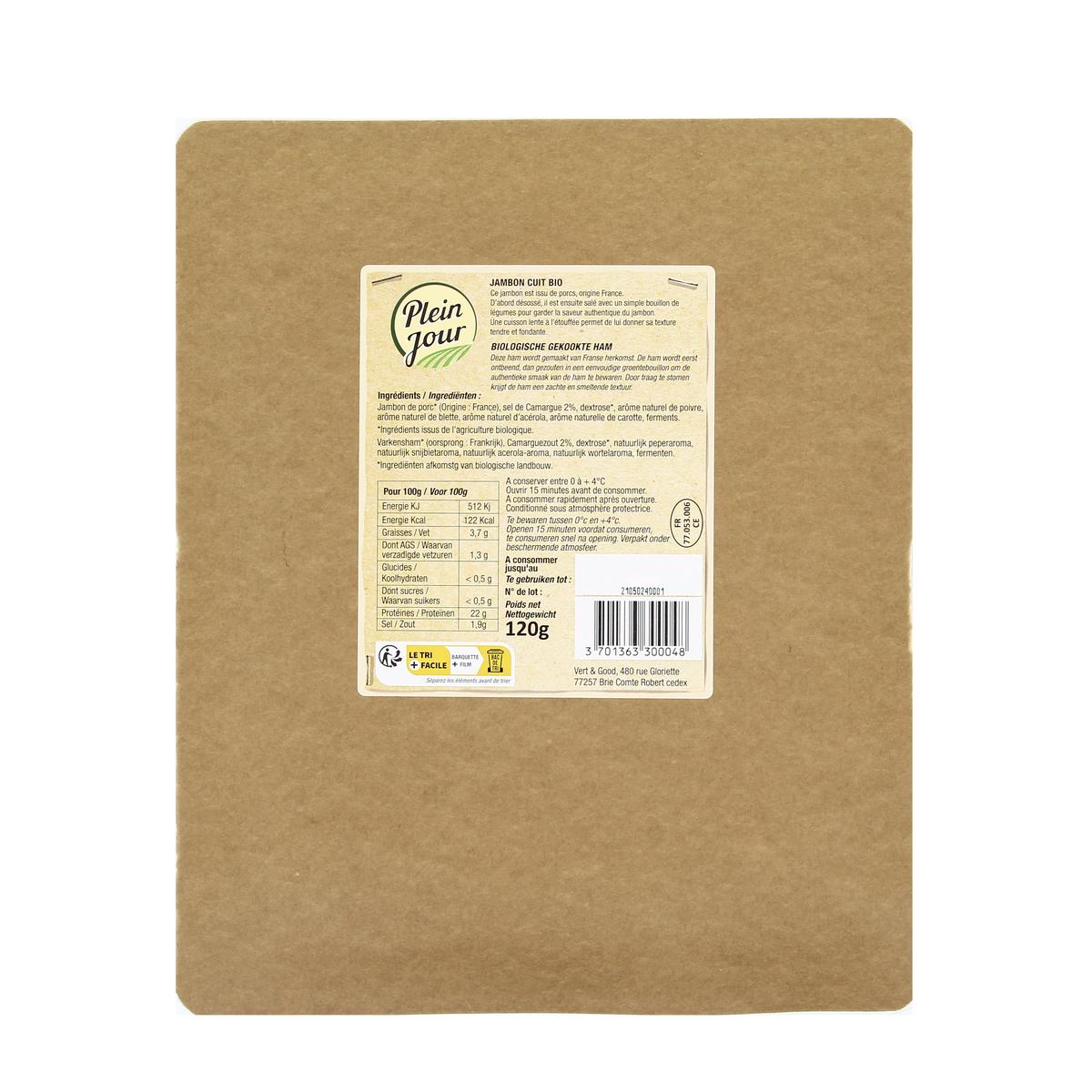 3701363300048 - Plein Jour - Jambon Cuit Bio