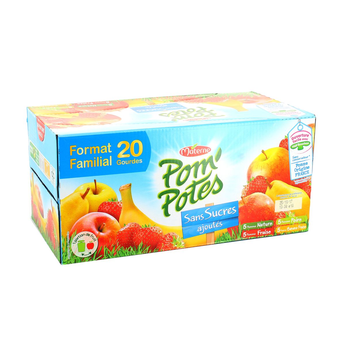Pom'Potes 5 fruits sans sucres ajoutés, Materne (20 x 90 g)