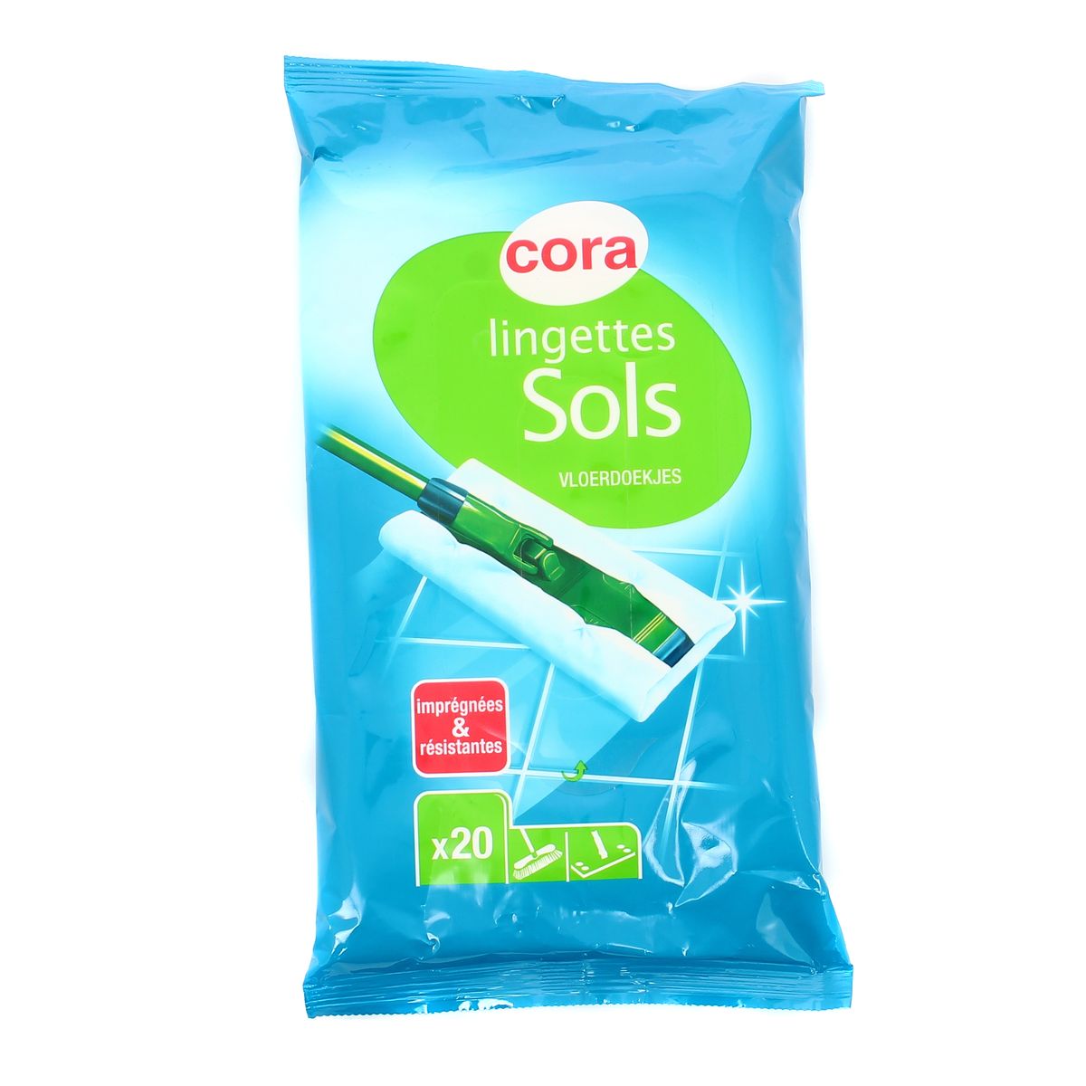 Cora lingettes nettoyantes sols recharge x20