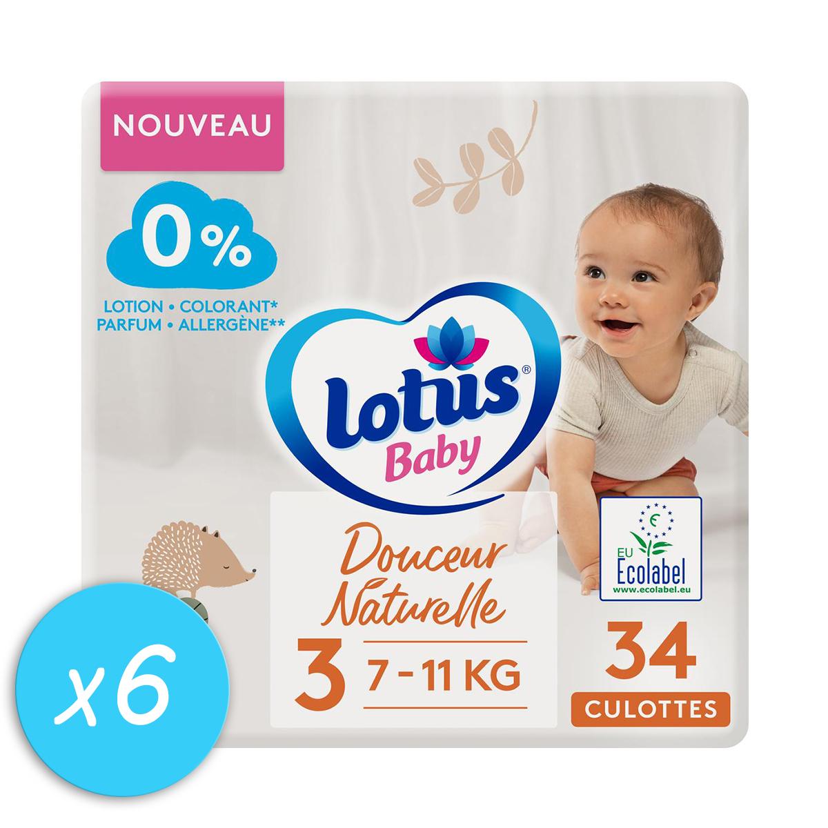 Lotus Baby Douceur Naturelle Couches Bébé Taille 5 (12-20 Kg) - Pack 1 Mois 140 Couches