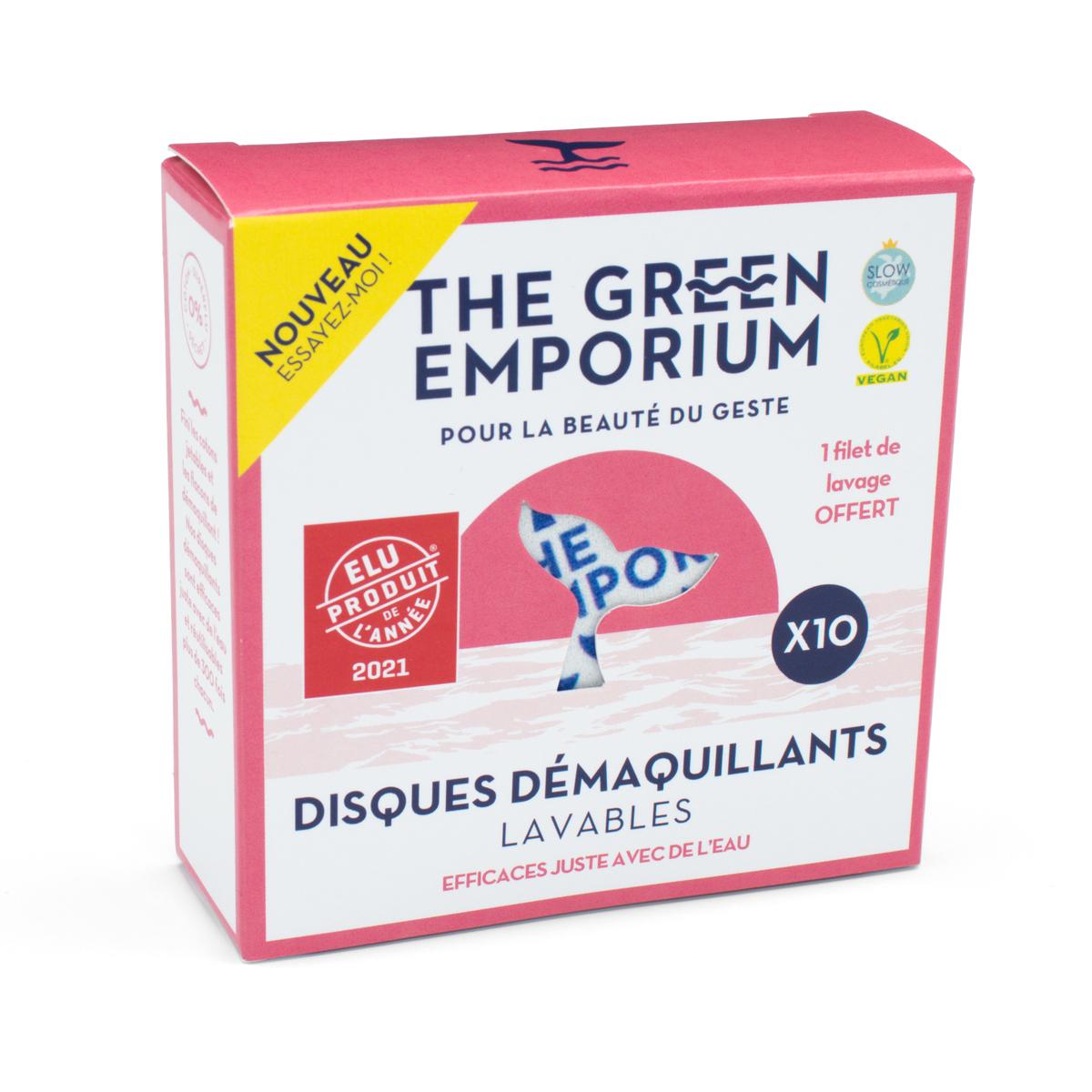 3760201135648 - The Green Emporium - Lot de 10 disques démaquillants lavables + filet de lavage