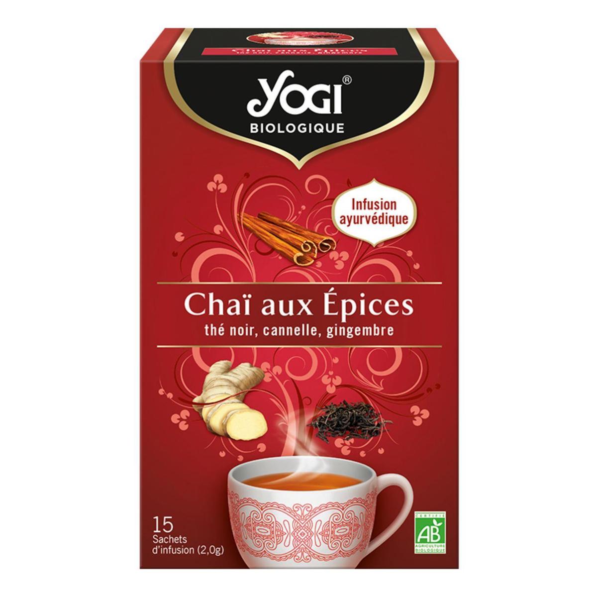 4012824406148 - Yogi - Infusion Thé noir chai aux épices Bio - 15 sachets