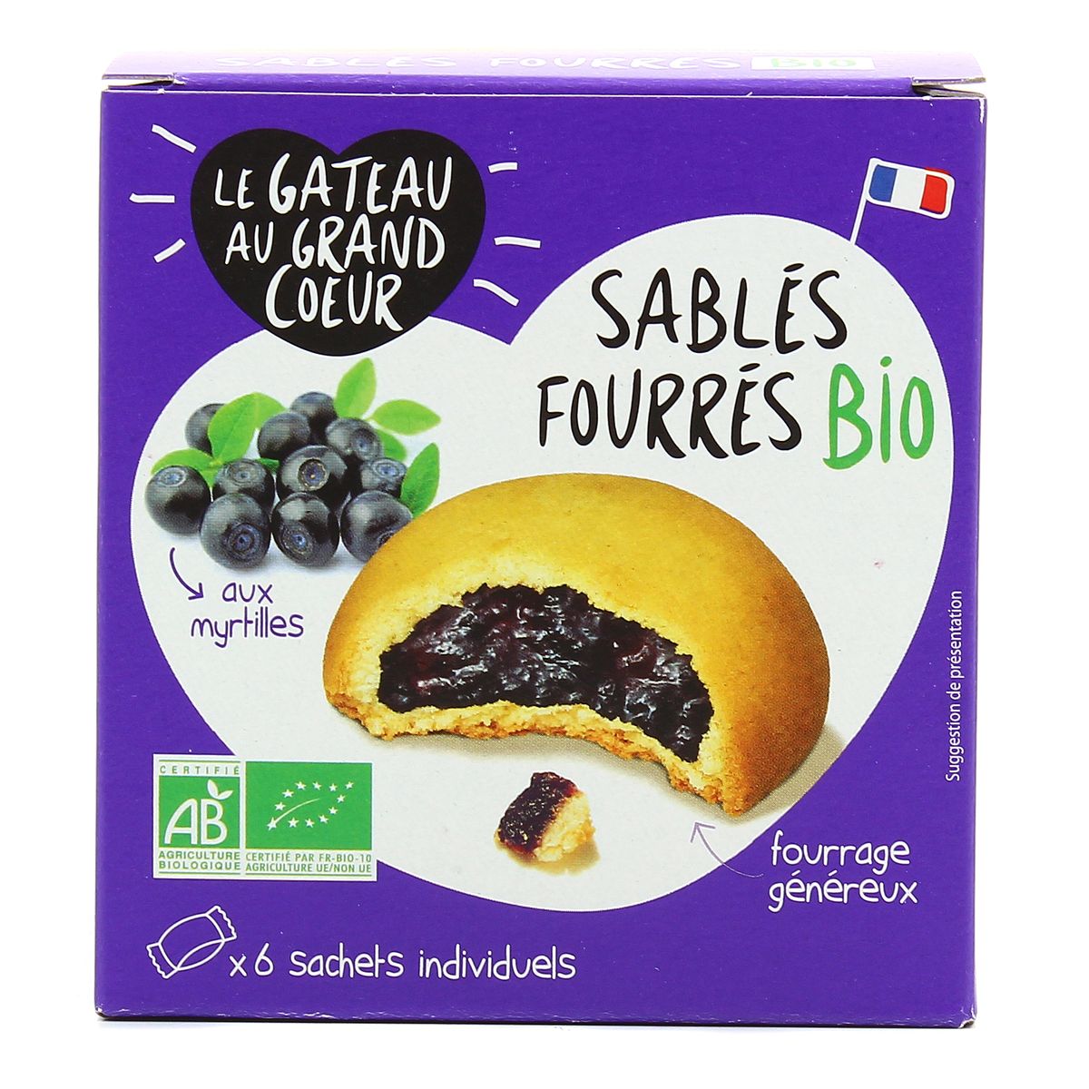 Achat Le Gateau Au Grand Coeur Sables Fourres Bio Aux Myrtilles 6x30g