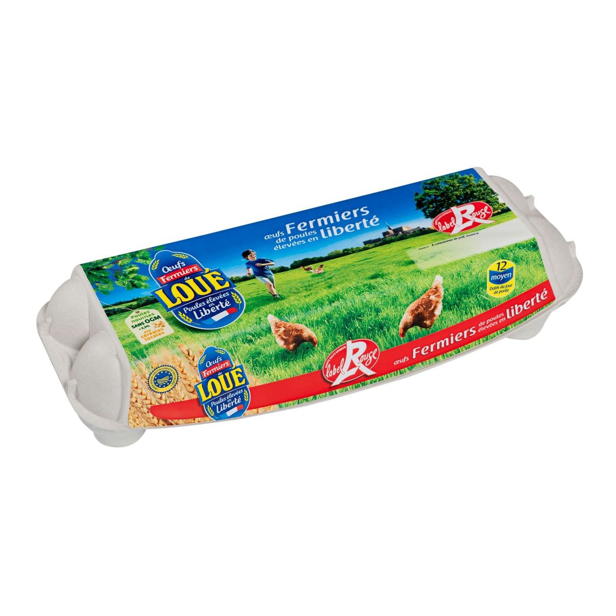 3251320081249 - Loué - Oeufs fermiers Label Rouge plein air, calibre moyen