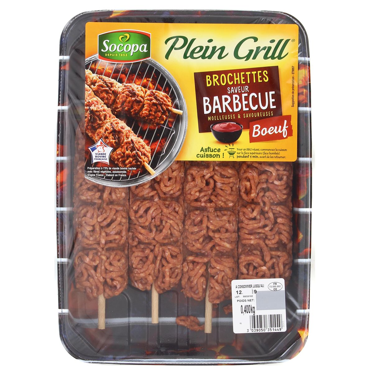 3039050351449 - Socopa - 4 Brochettes boeuf saveur barbecue