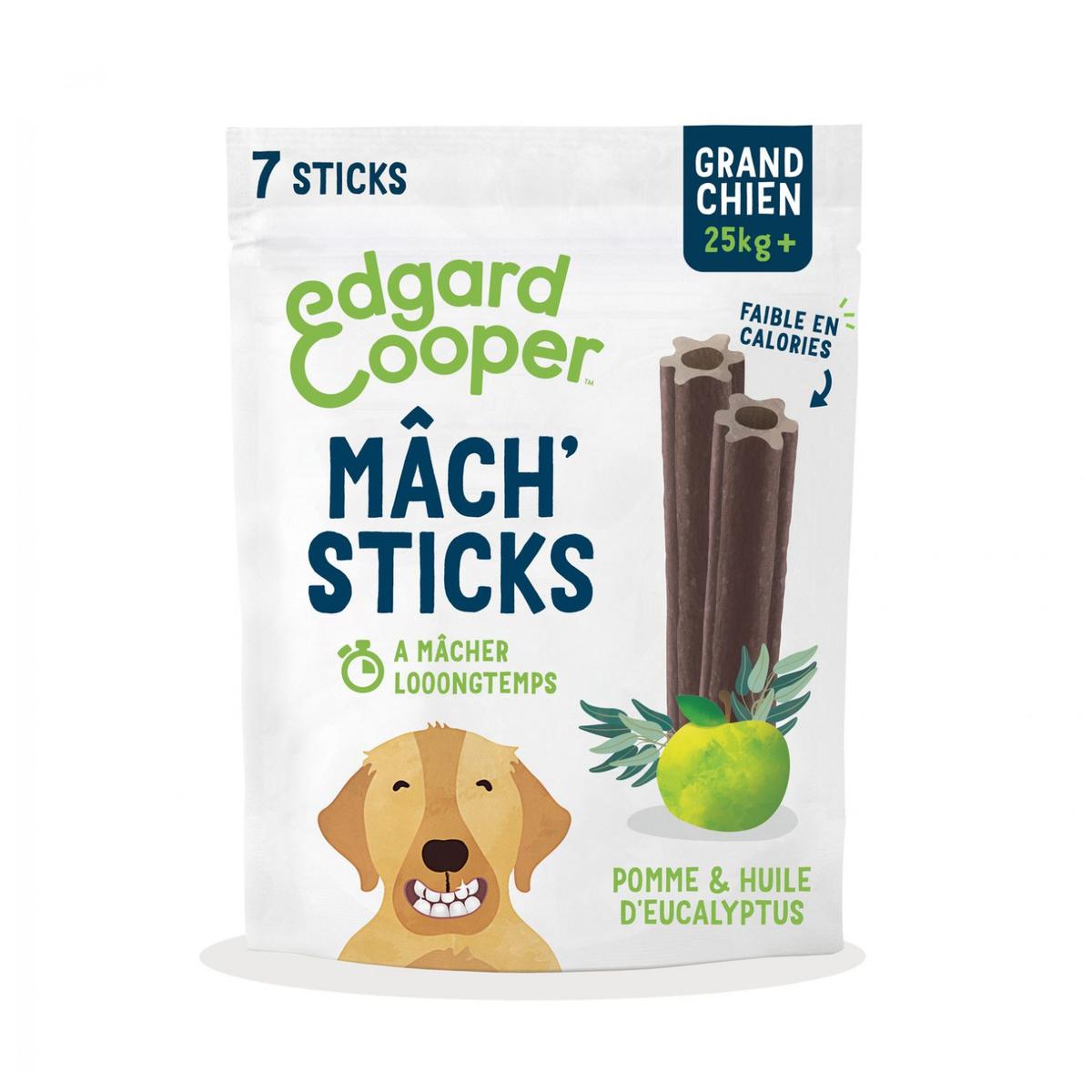 5407007142149 - Edgard Cooper - Stick à Mâcher Pomme et Eucalyptus- Friandise Récompense pour Grand Chien adulte x7
