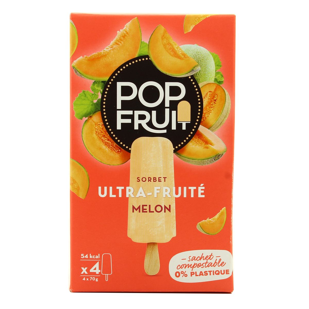 Achat Pop' Fruit 4 Bâtonnets glacés sorbet Melon 4x70ml, Boite de