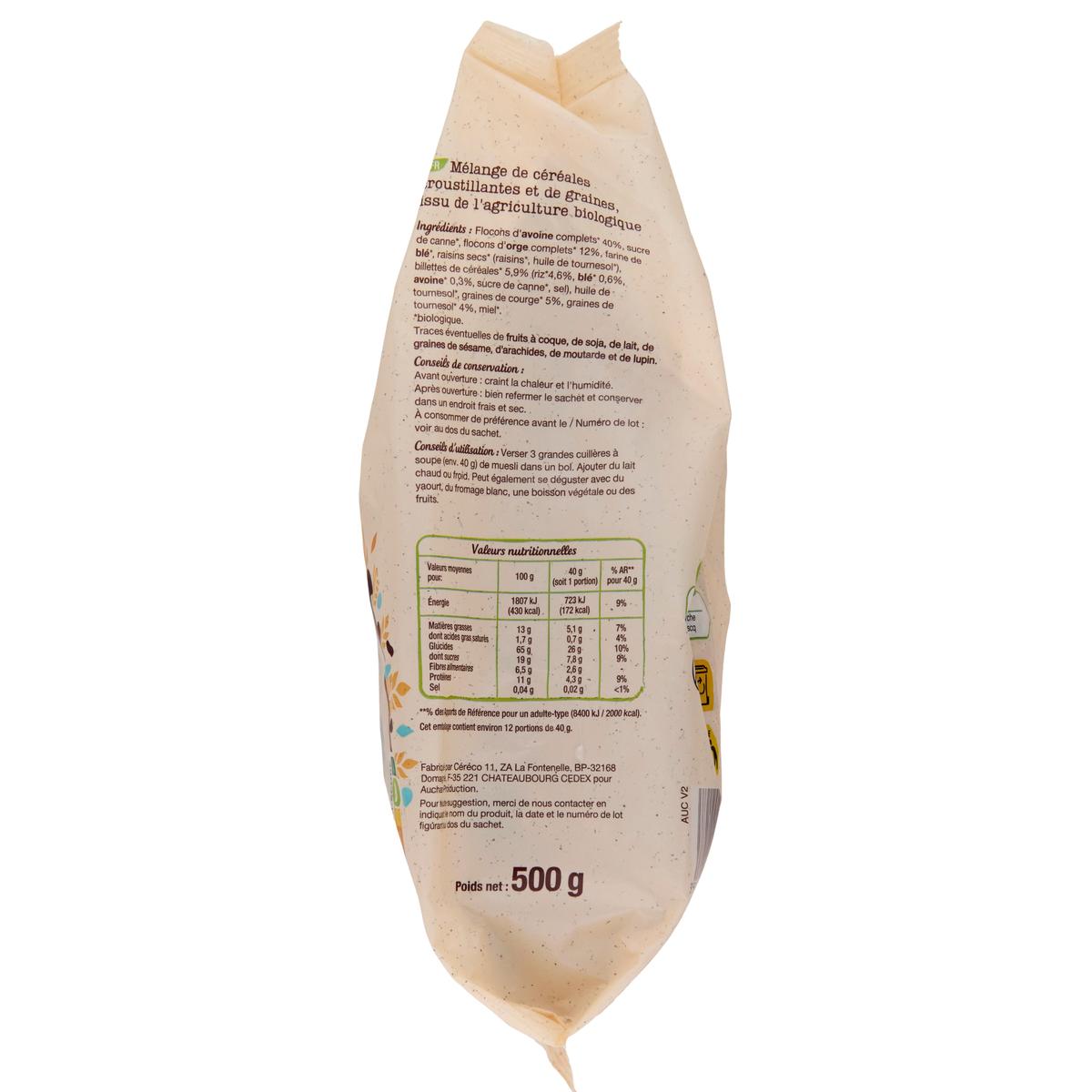 3596710494149 - Auchan BIO - Muesli de céréales croustillant bio