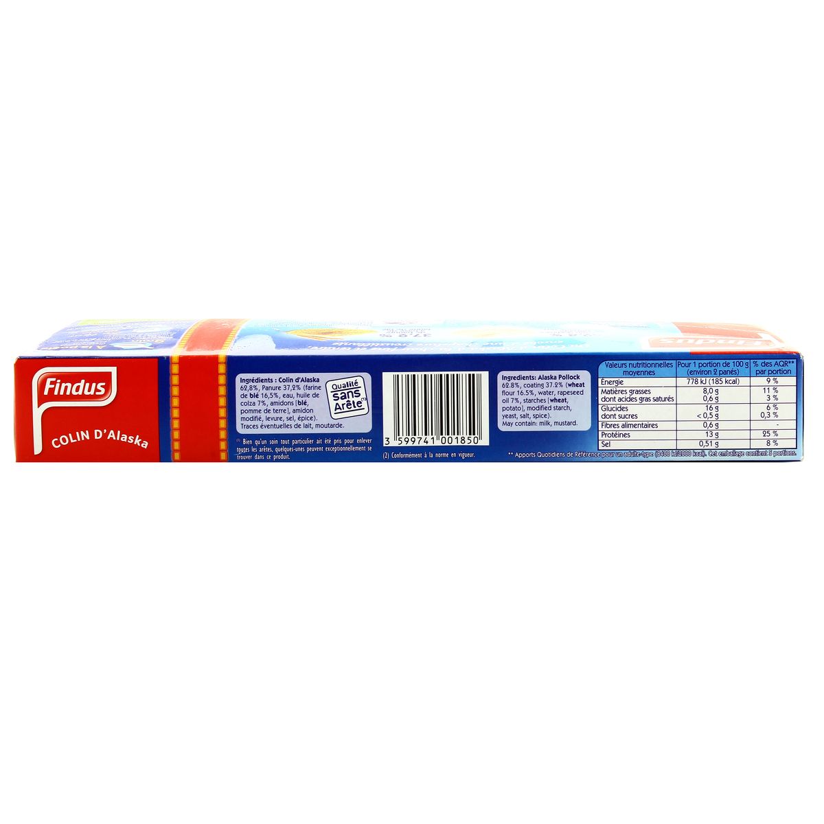 3599741001850 - Findus - Tranches panées de colin sauvage MSC d'Alaska