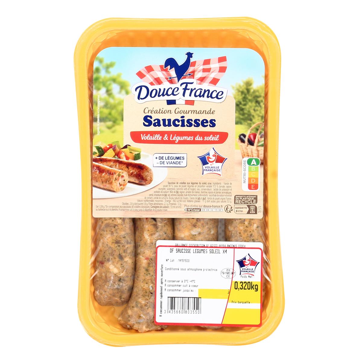 3435660803550 - Douce France - Saucisses Volaille & Légumes du Soleil