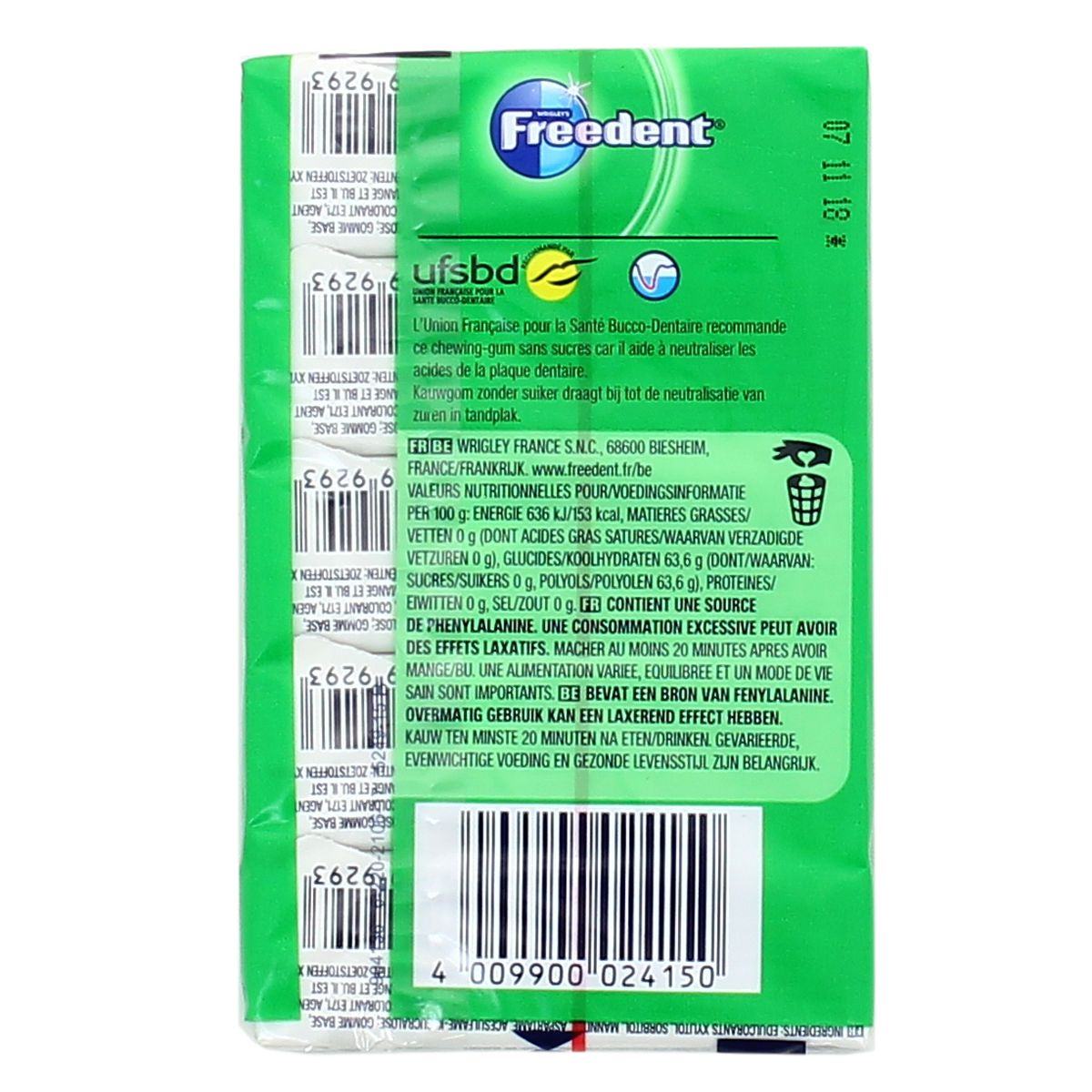 Freedent Menthe Verte - Chewing-gum sans sucres - Wrigley's - 65 g