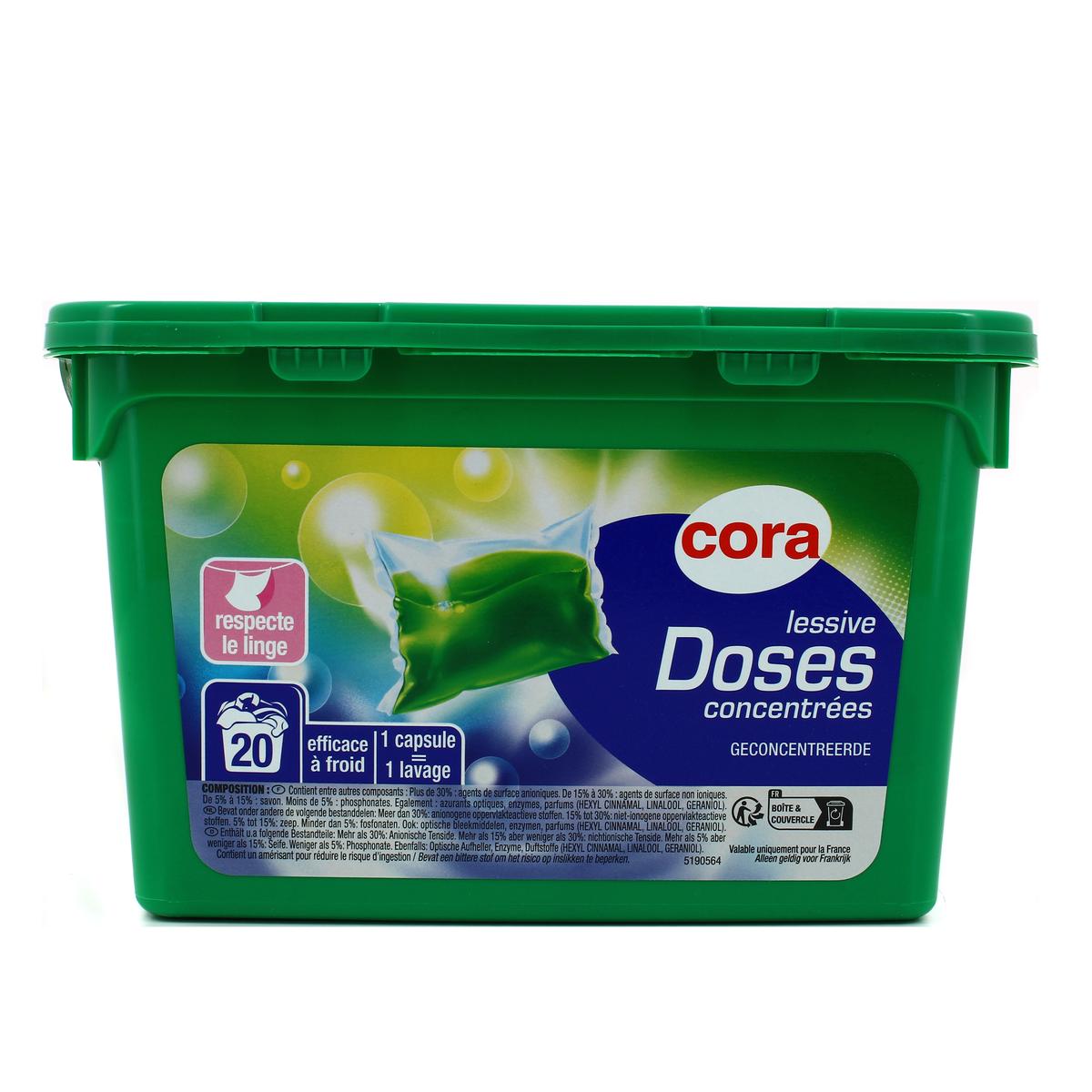 Livraison à domicile Cora Lessive capsules hydrosolubles, 20 doses