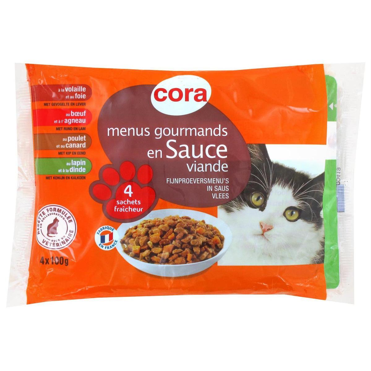 Sachets fraicheur pour chat Emincée en sauce viandes 4x100g