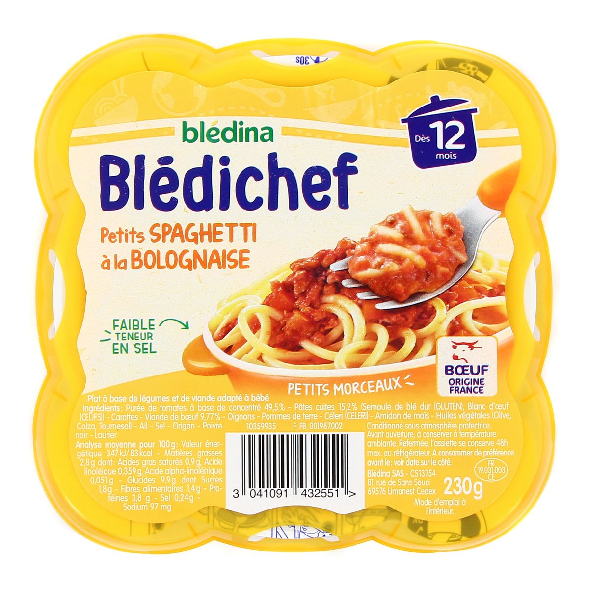 Acheter Bledichef Petits Spaghetti A La Bolognaise Des 12 Mois 230g