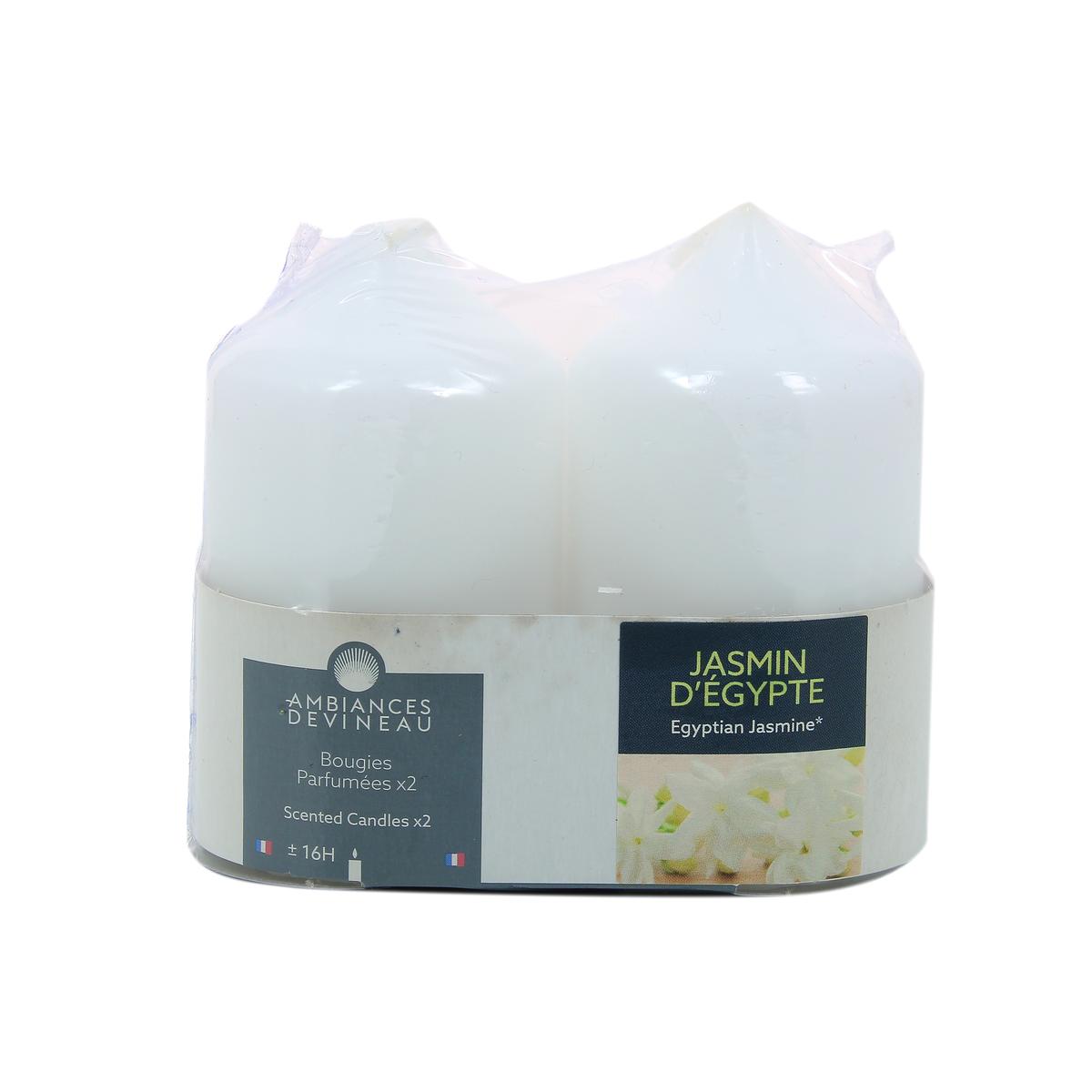3482356614723 - Ambiances Devineau - 2 bougies cylindrique Jasmin d'Egypte